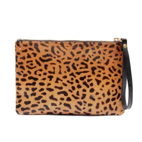 Exclusive Leopard Print Hide Wristlet Medium Cluth