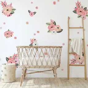 Faded Pink Graphic Flower Wall Decals