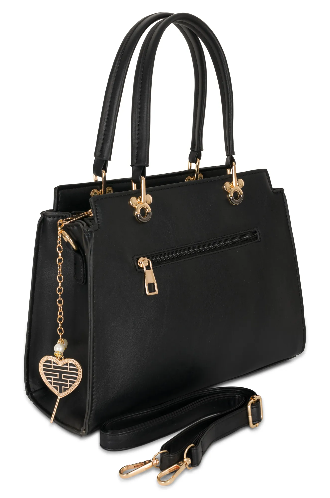 Faux Leather Bag with accessory | Black | 0487ZZ