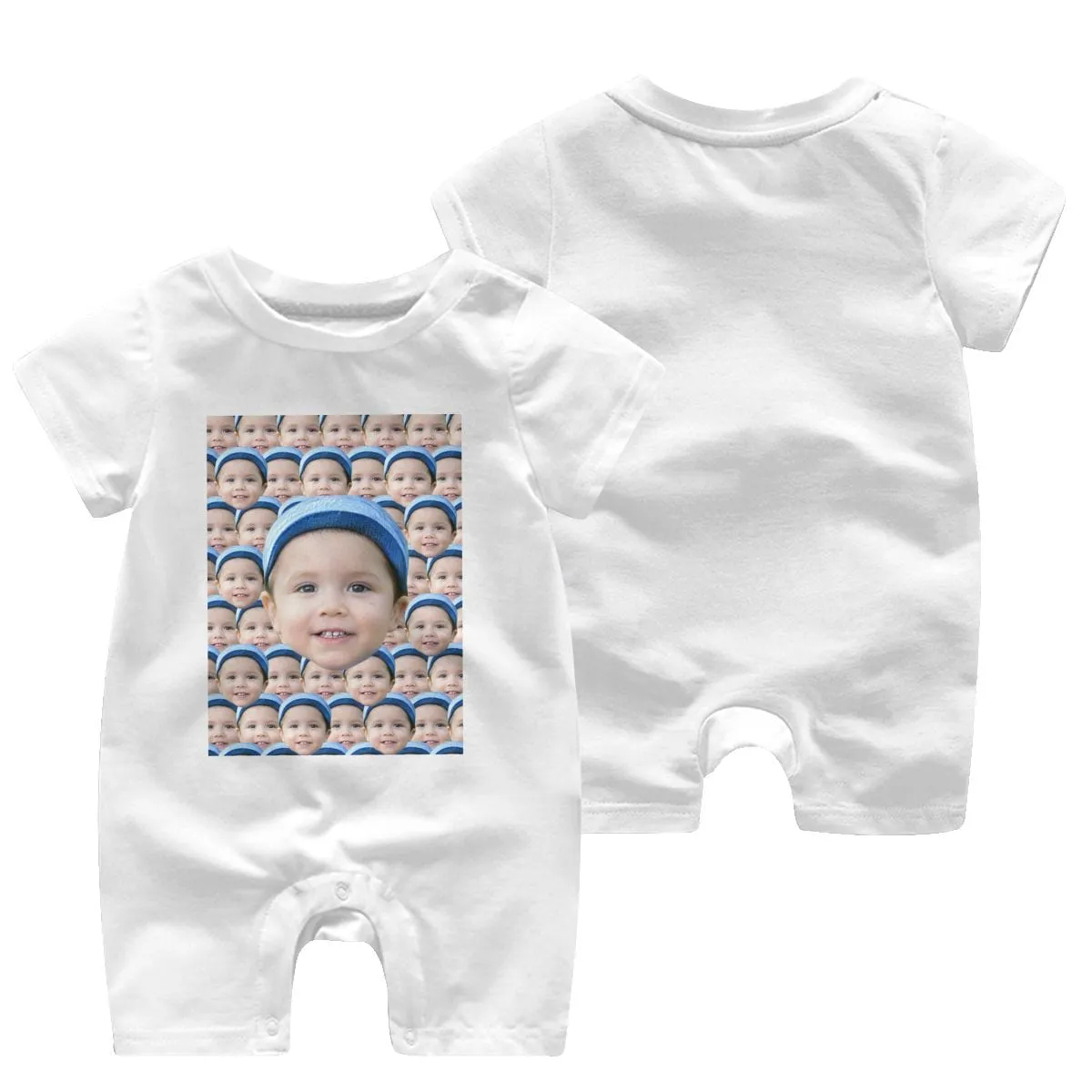 #For 0-2T-Custom Seamless Face Baby Short Sleeve Rompers 100% Organic Cotton Jumpsuit One-piece Coverall and Layette Set