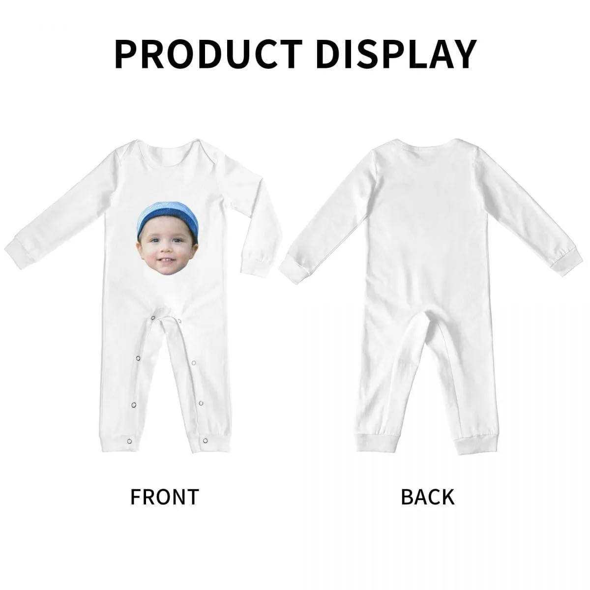 #For 6M-2T-Custom Face Baby Long Sleeve Rompers 100% Organic Cotton Jumpsuit One-piece Coverall and Layette Set