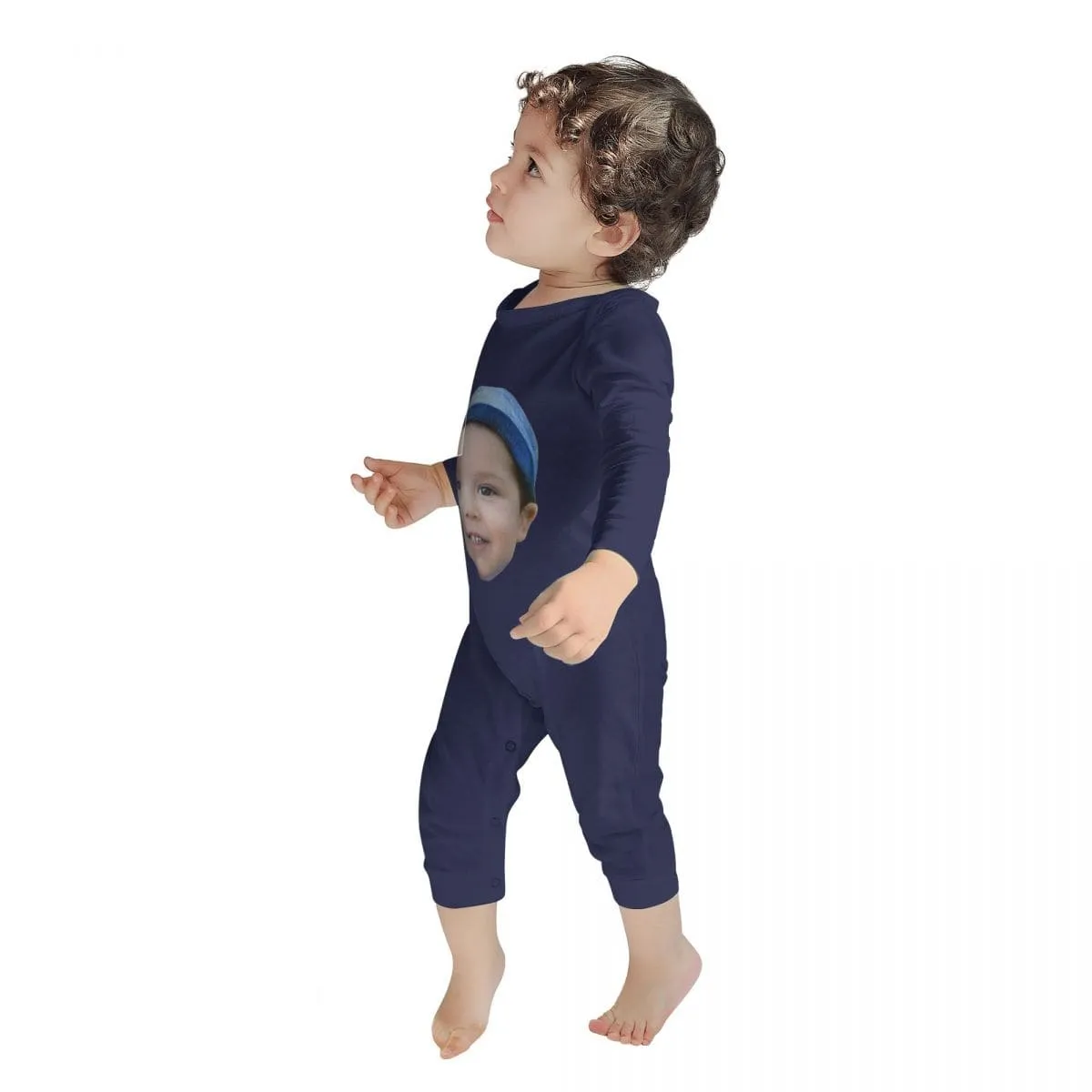 #For 6M-2T-Custom Face Baby Long Sleeve Rompers 100% Organic Cotton Jumpsuit One-piece Coverall and Layette Set