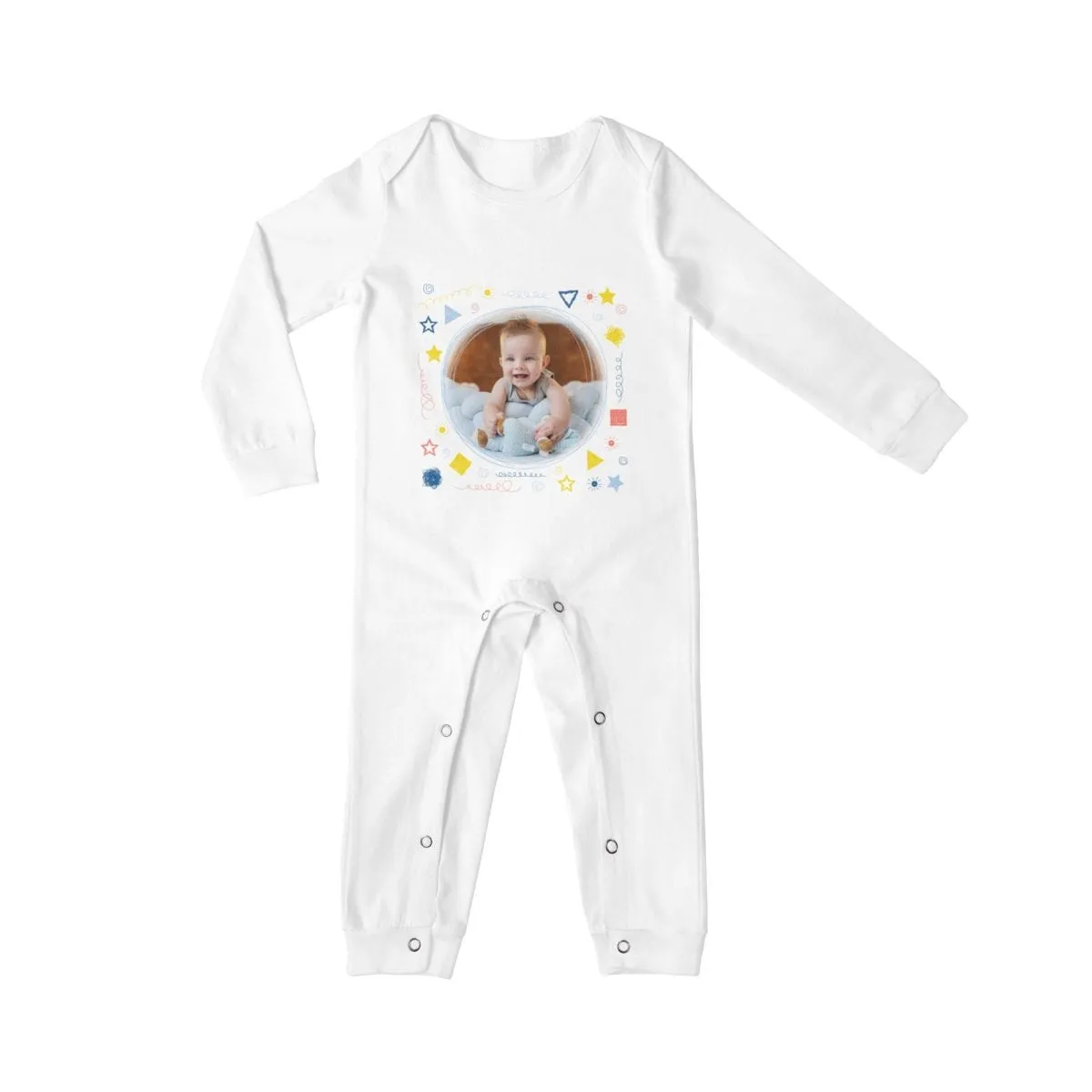 #For 6M-2T-Custom Photo Pentagram Baby Long Sleeve Rompers 100% Organic Cotton Jumpsuit One-piece Coverall and Layette Set