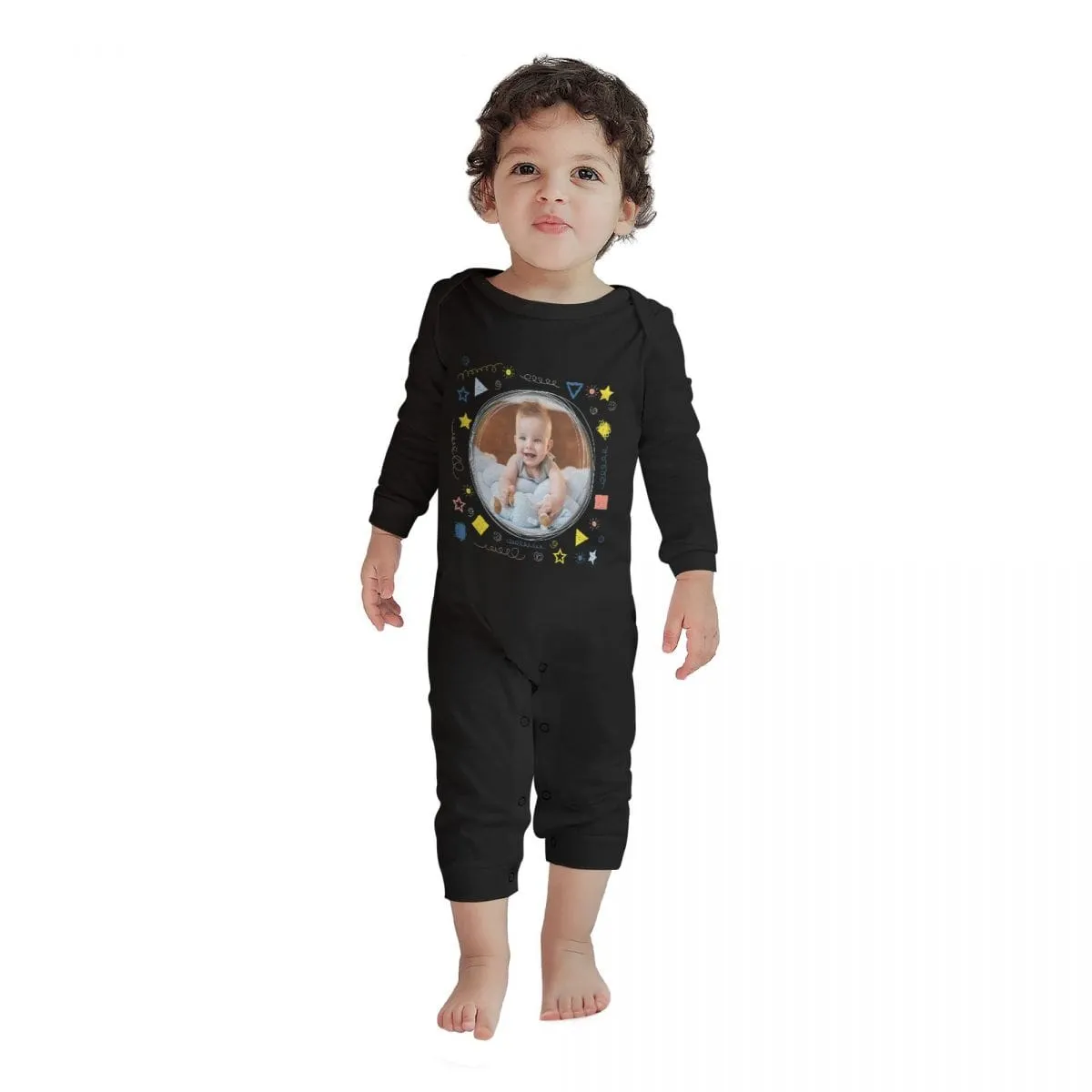 #For 6M-2T-Custom Photo Pentagram Baby Long Sleeve Rompers 100% Organic Cotton Jumpsuit One-piece Coverall and Layette Set