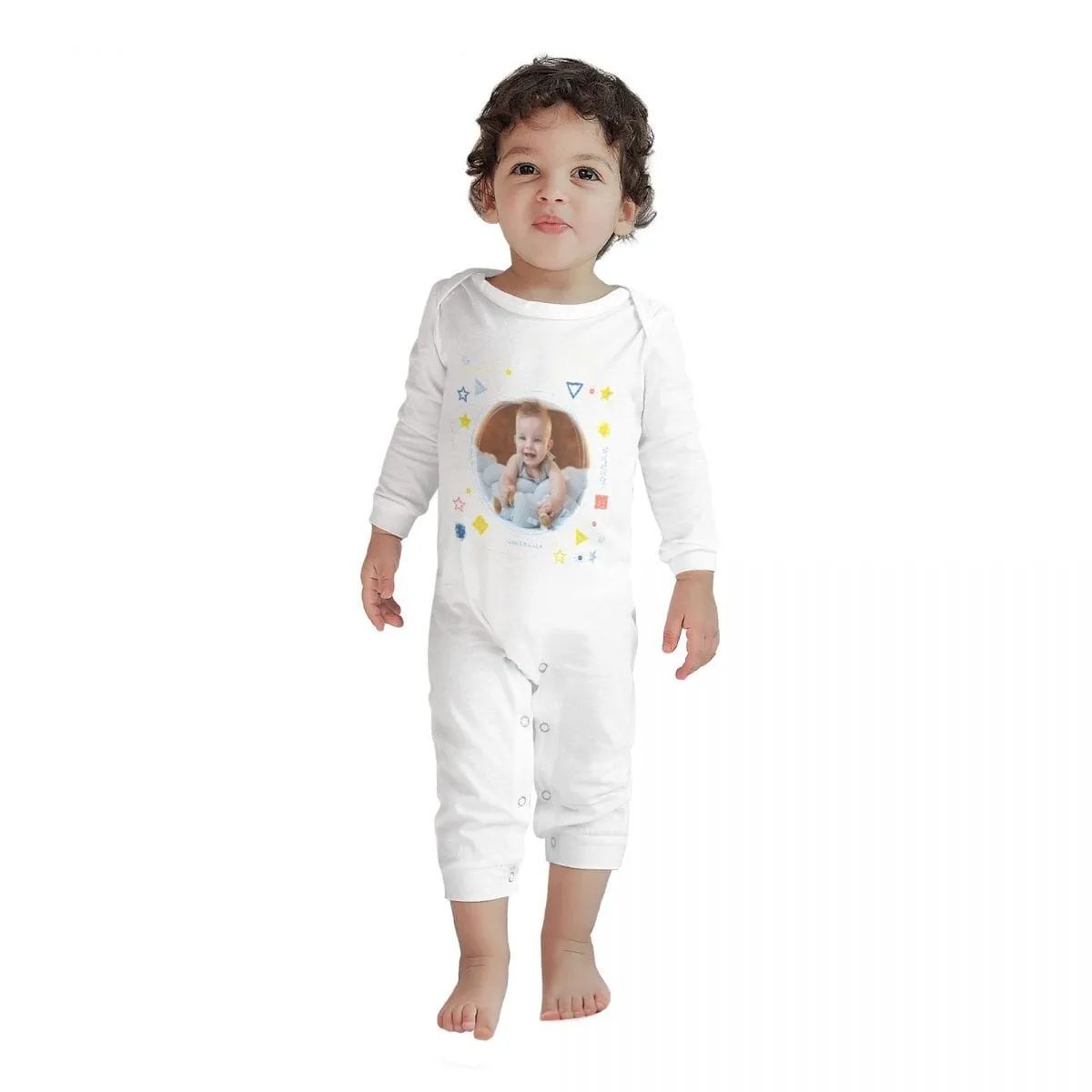 #For 6M-2T-Custom Photo Pentagram Baby Long Sleeve Rompers 100% Organic Cotton Jumpsuit One-piece Coverall and Layette Set