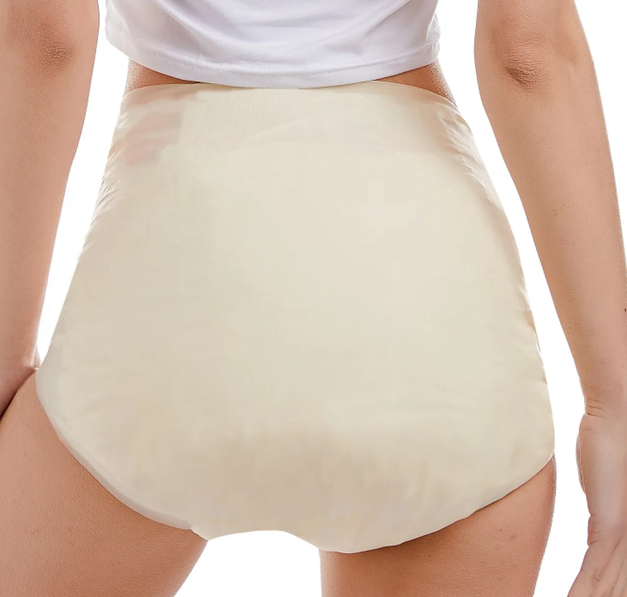 Form-Fitting Latex Pant: ALMOND