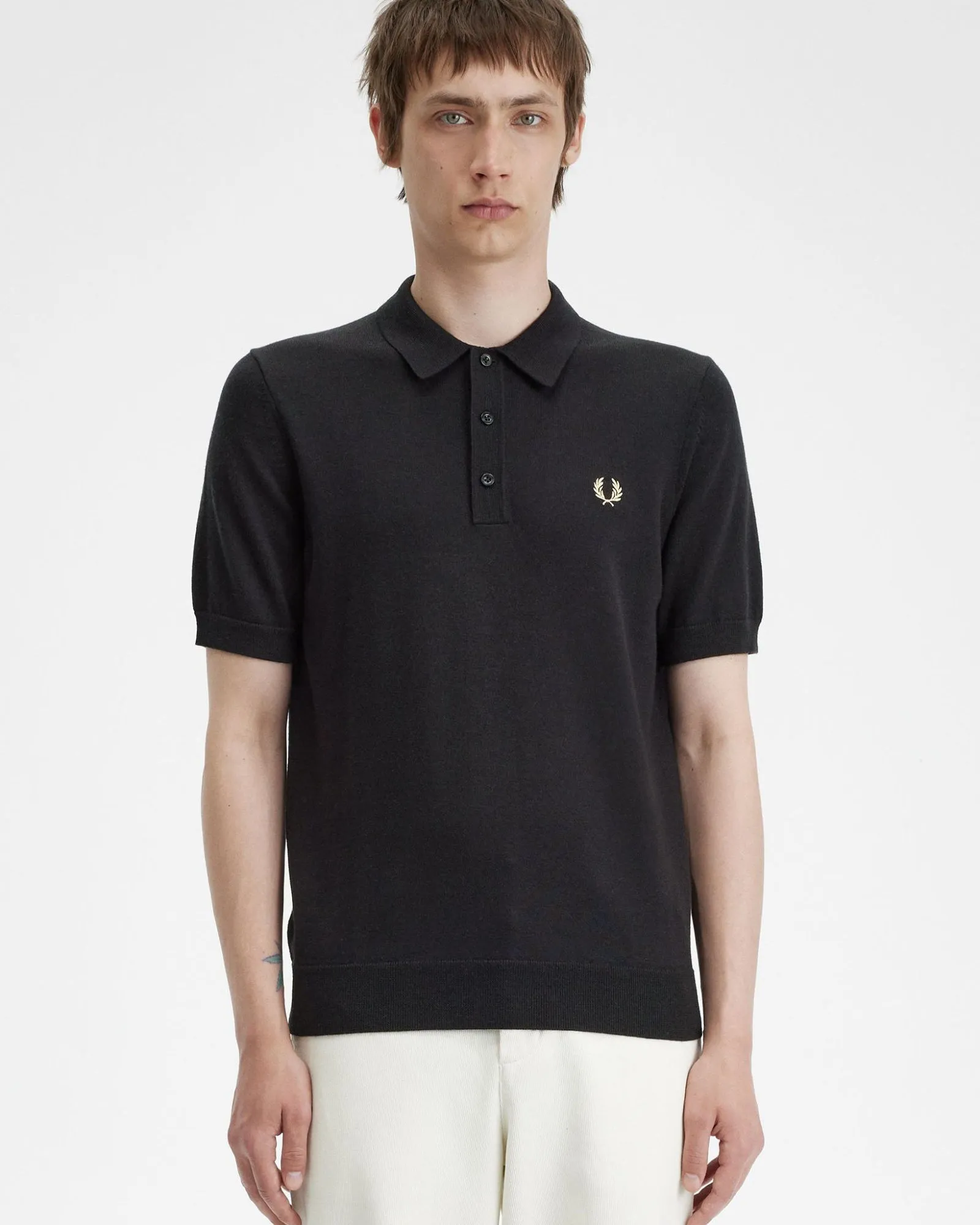 Fred Perry Classic Knitted Polo Shirt - Black