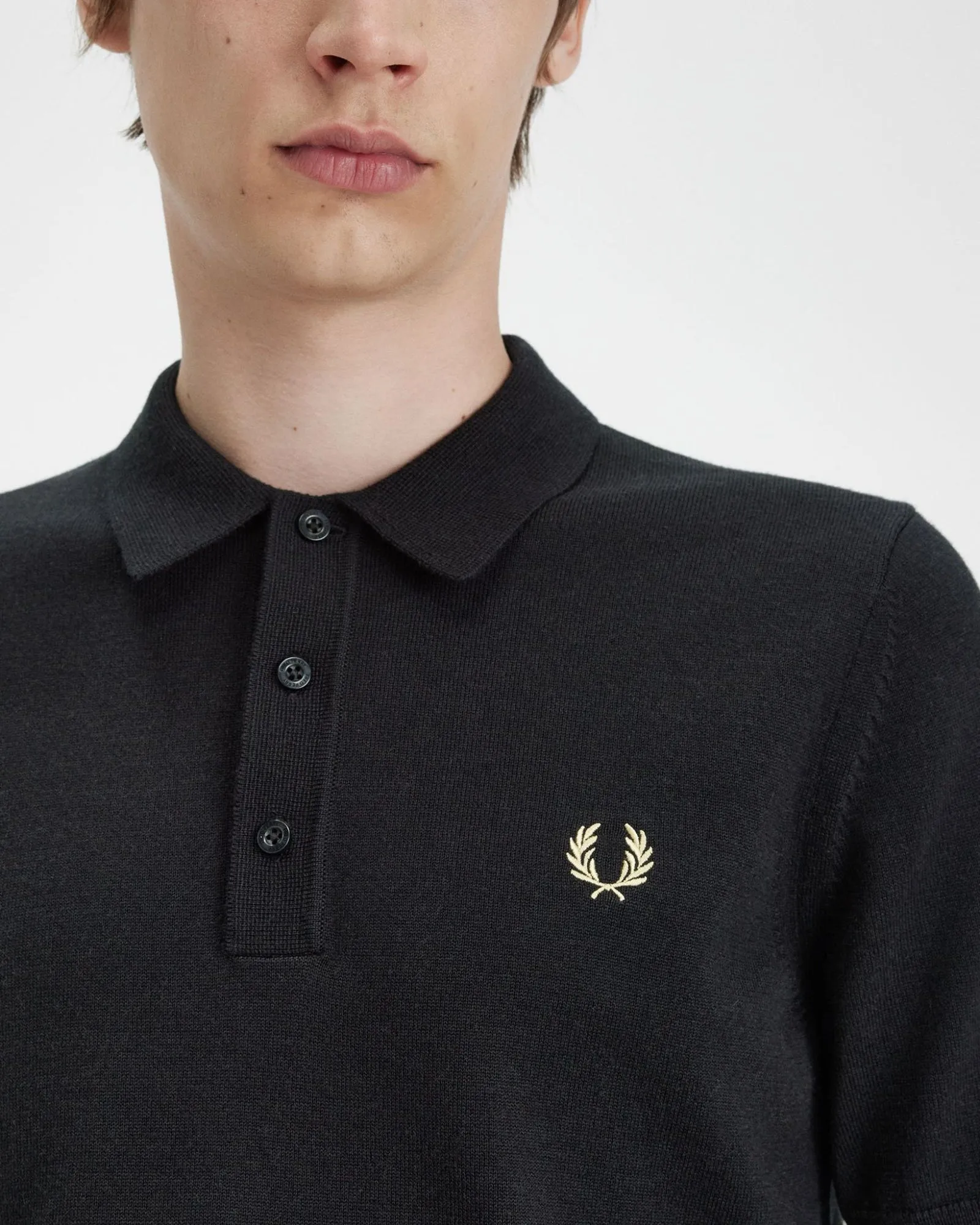 Fred Perry Classic Knitted Polo Shirt - Black