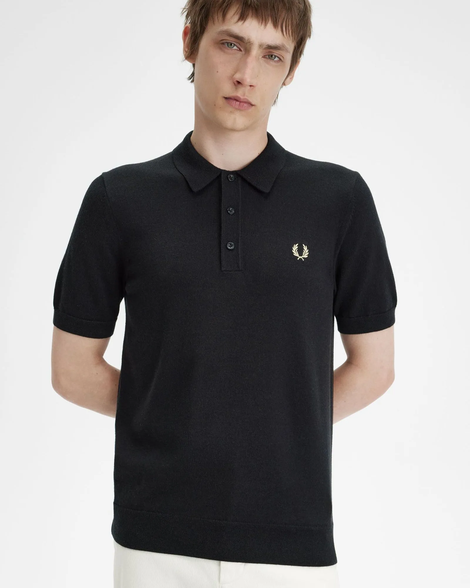 Fred Perry Classic Knitted Polo Shirt - Black