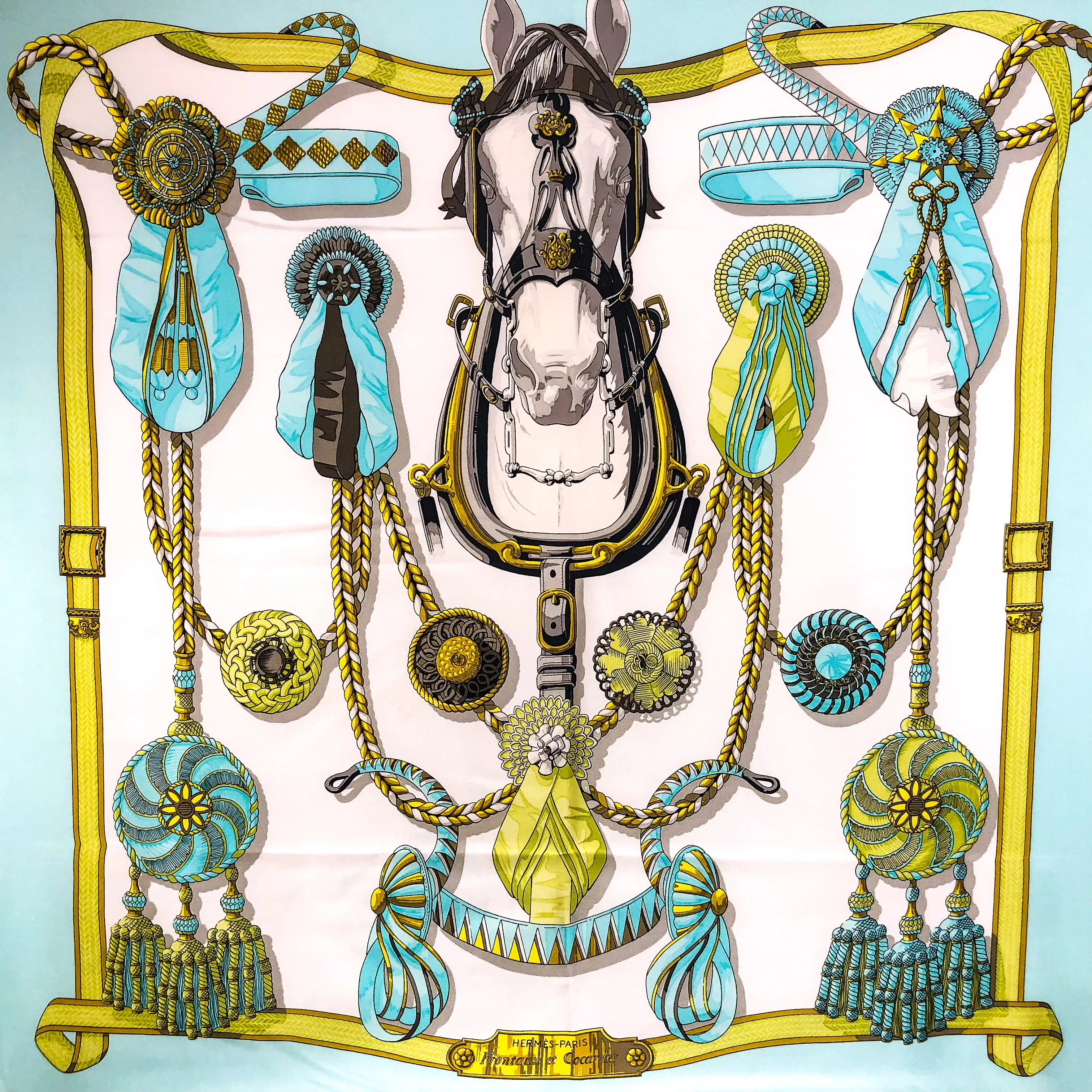 FRONTAUX ET COCARDES Hermes Silk Scarf Original Issue