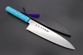 Fu-Rin-Ka-Zan YUTAKA 豊佳 Series R-2 Edition FR2YP-2 Wa Gyuto 210mm (8.2 Inch, Octagonal Turquoise Composite Stone Handle)