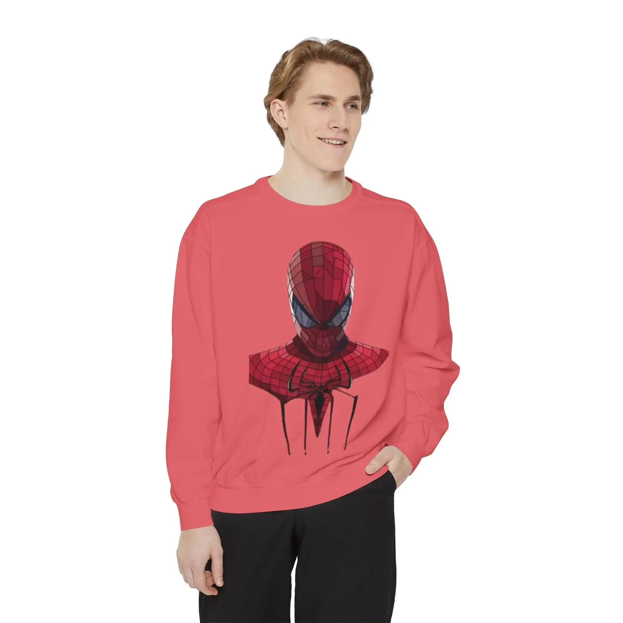 Garment-Dyed Spider-Man Sweatshirt for Fans – Cozy & Stylish Yellow Apparel