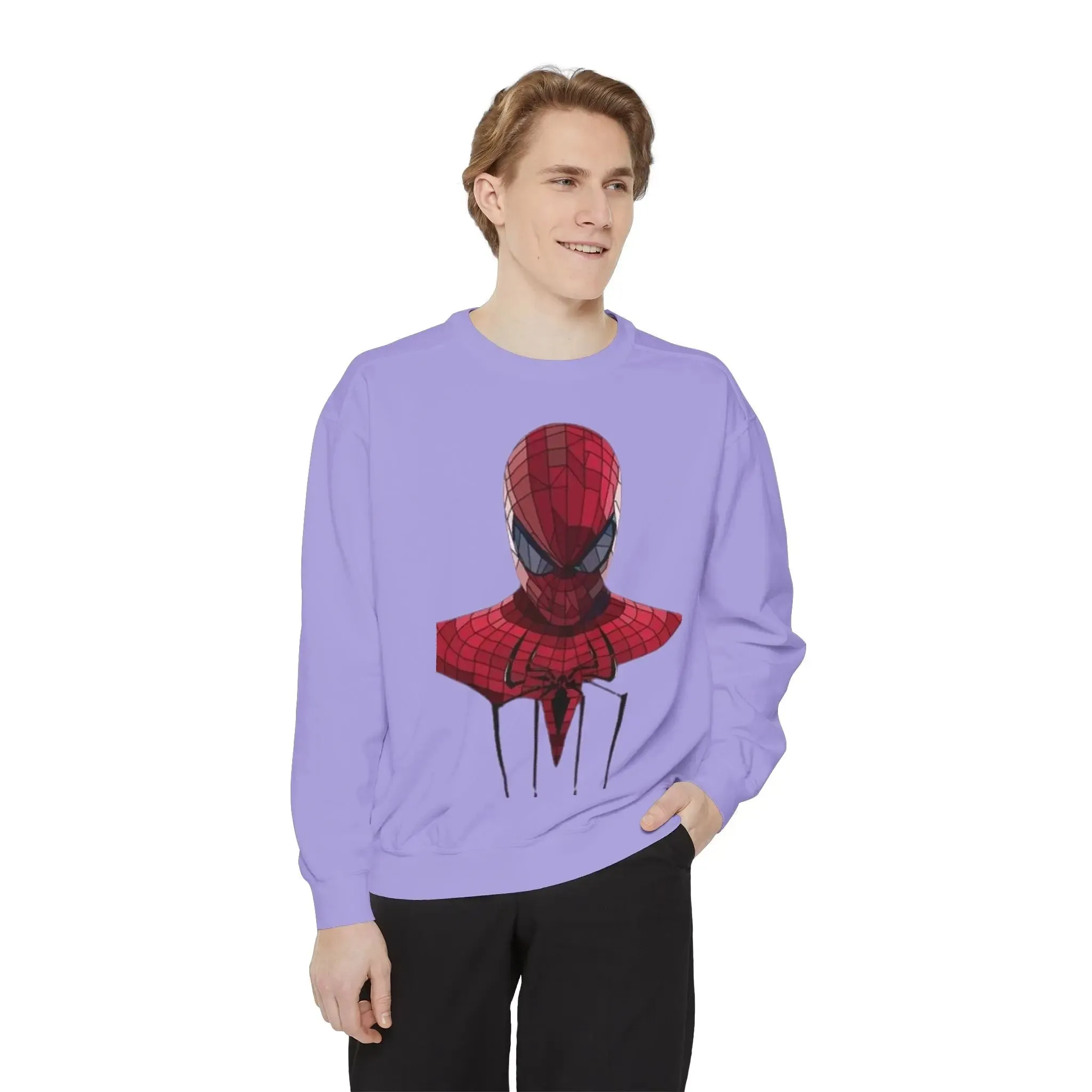 Garment-Dyed Spider-Man Sweatshirt for Fans – Cozy & Stylish Yellow Apparel