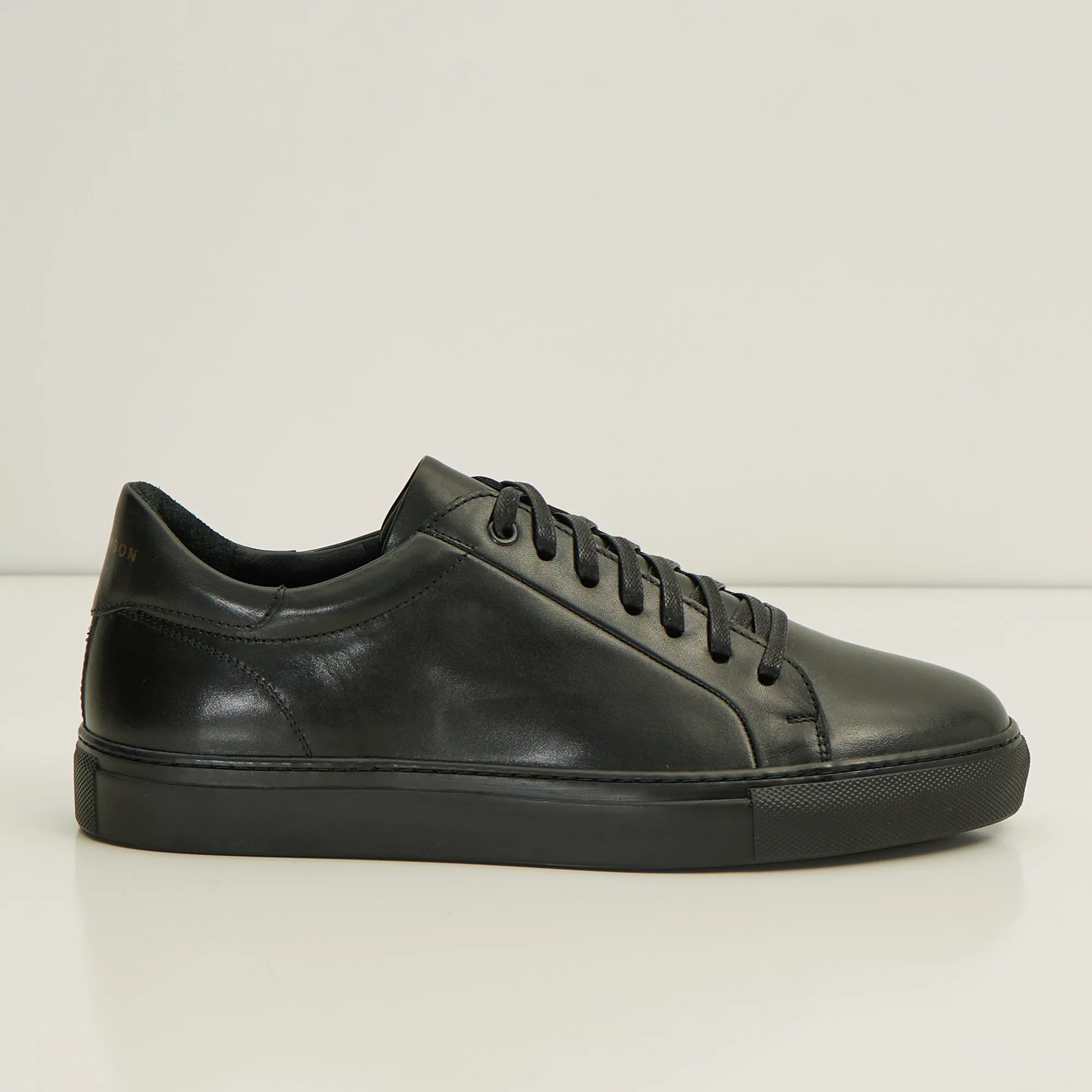 Genuine Leather Court Sneakers - Black