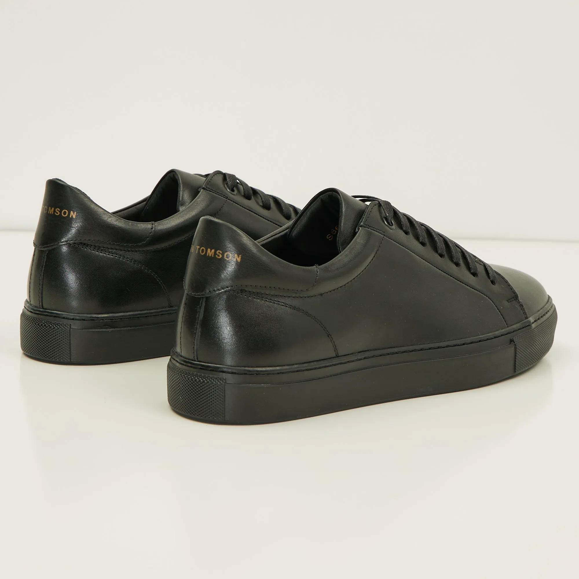 Genuine Leather Court Sneakers - Black