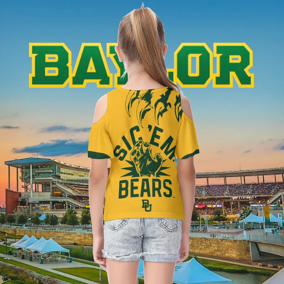 Girl's Baylor Cold Shoulder T-shirt With Ruffle Sleeves