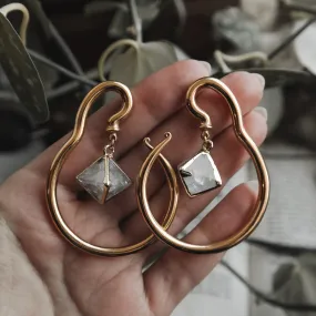 Golden Octahedron Ear Hangers