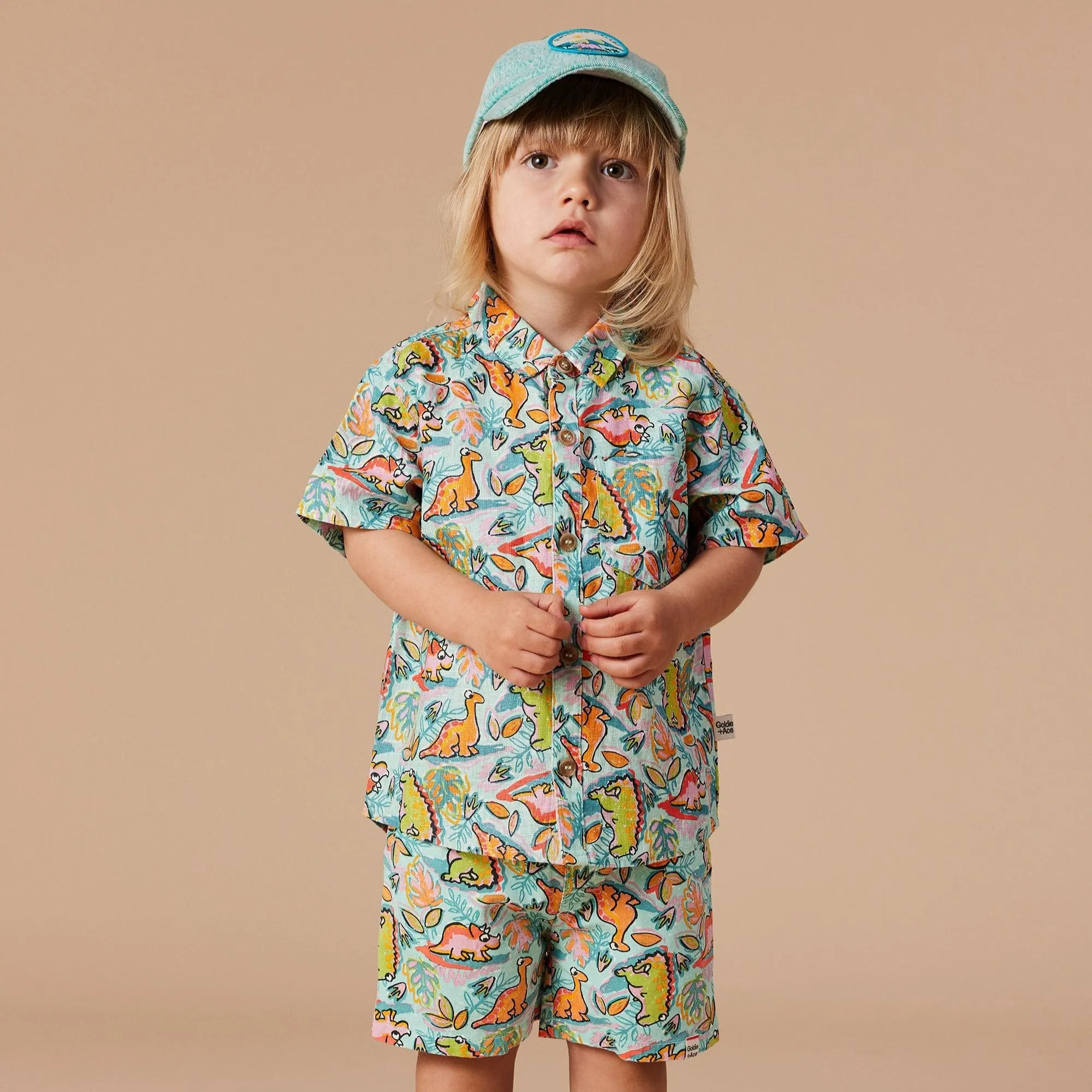 Goldie   Ace Holiday Linen Shirt Dino  Jungle