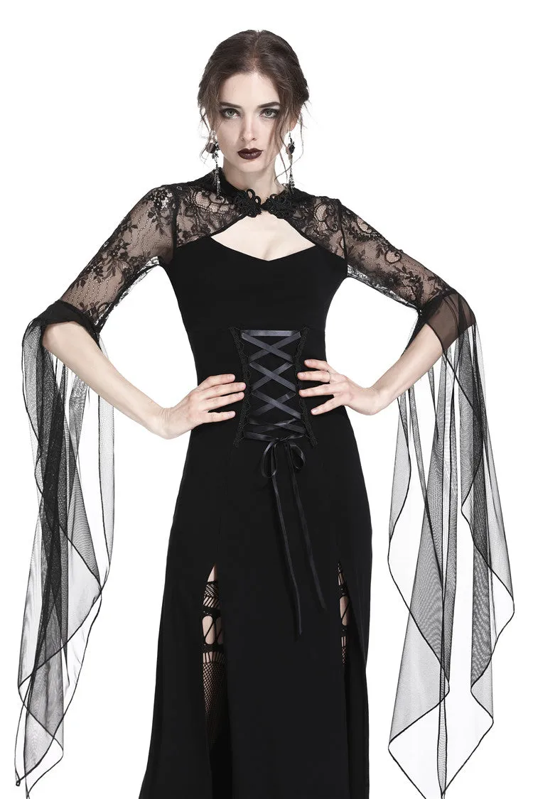 Gothic lacey hooded side slits maxi dress DW244