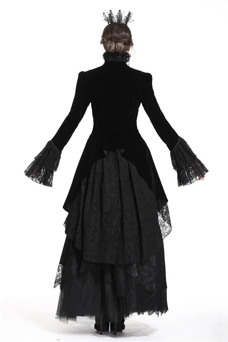 Gothic velvet swallow lace tail jacket JW174