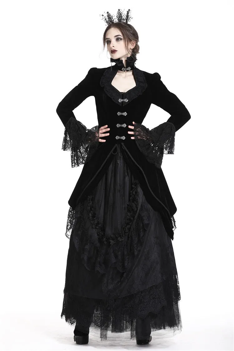 Gothic velvet swallow lace tail jacket JW174