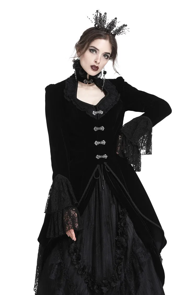 Gothic velvet swallow lace tail jacket JW174