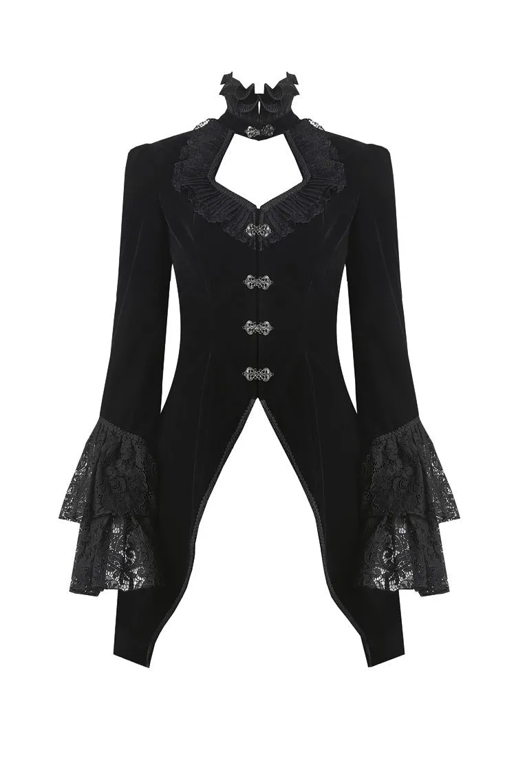 Gothic velvet swallow lace tail jacket JW174