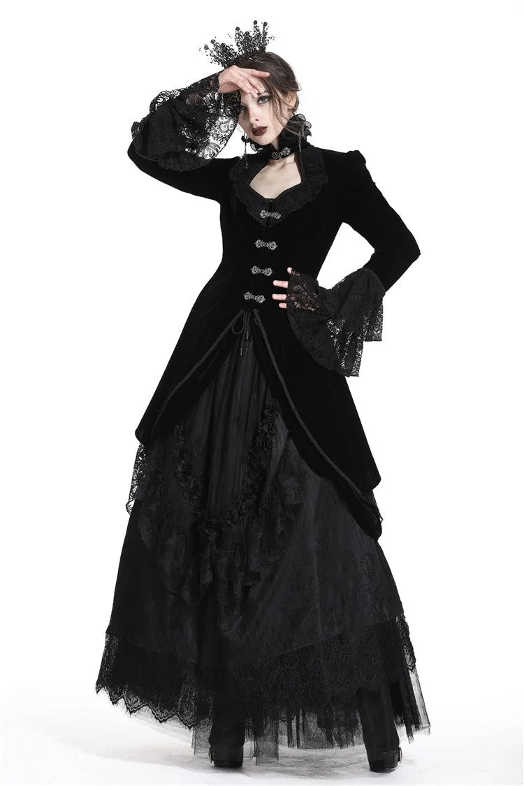 Gothic velvet swallow lace tail jacket JW174