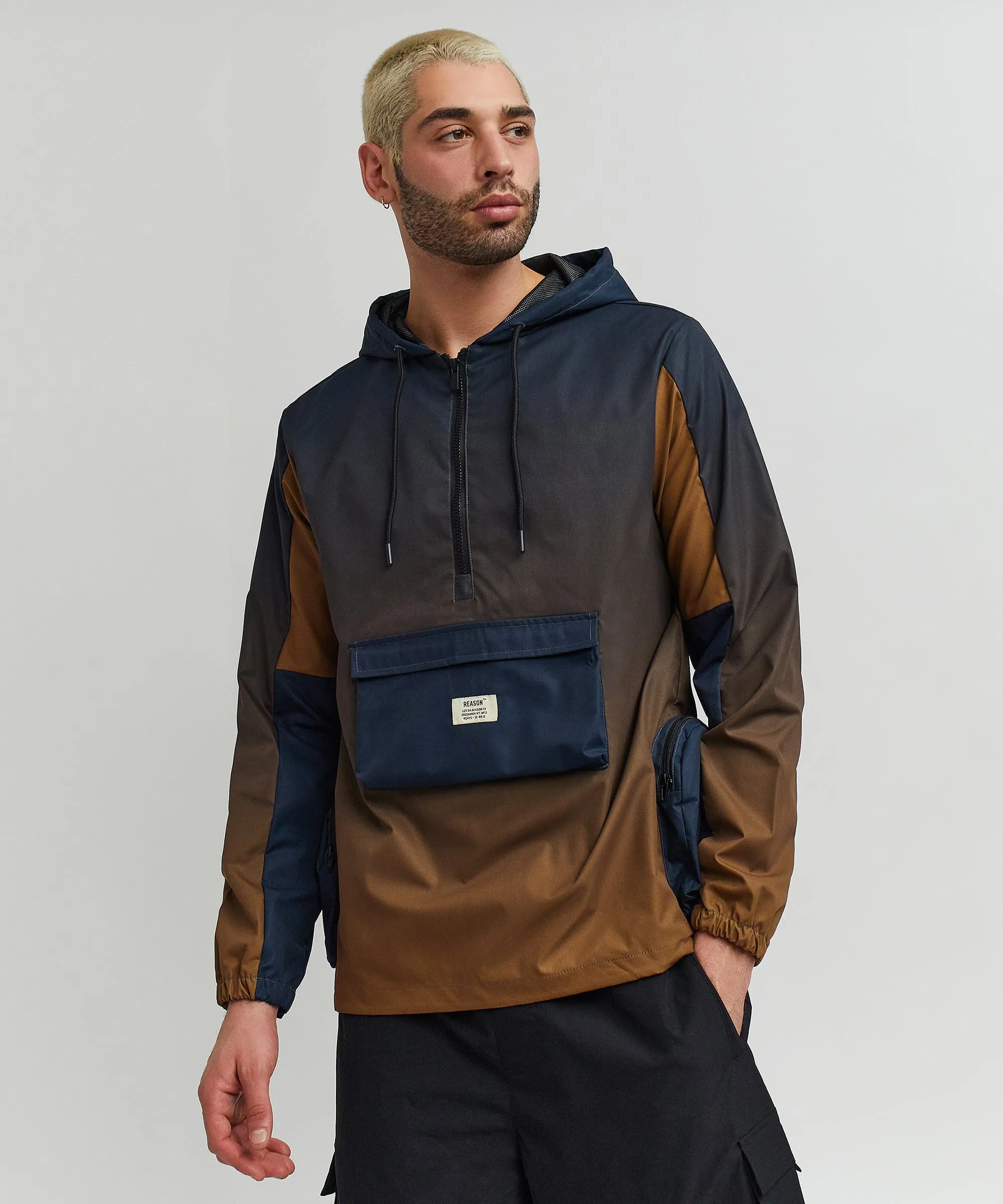 Gradient Nylon Utility Hoodie - Navy