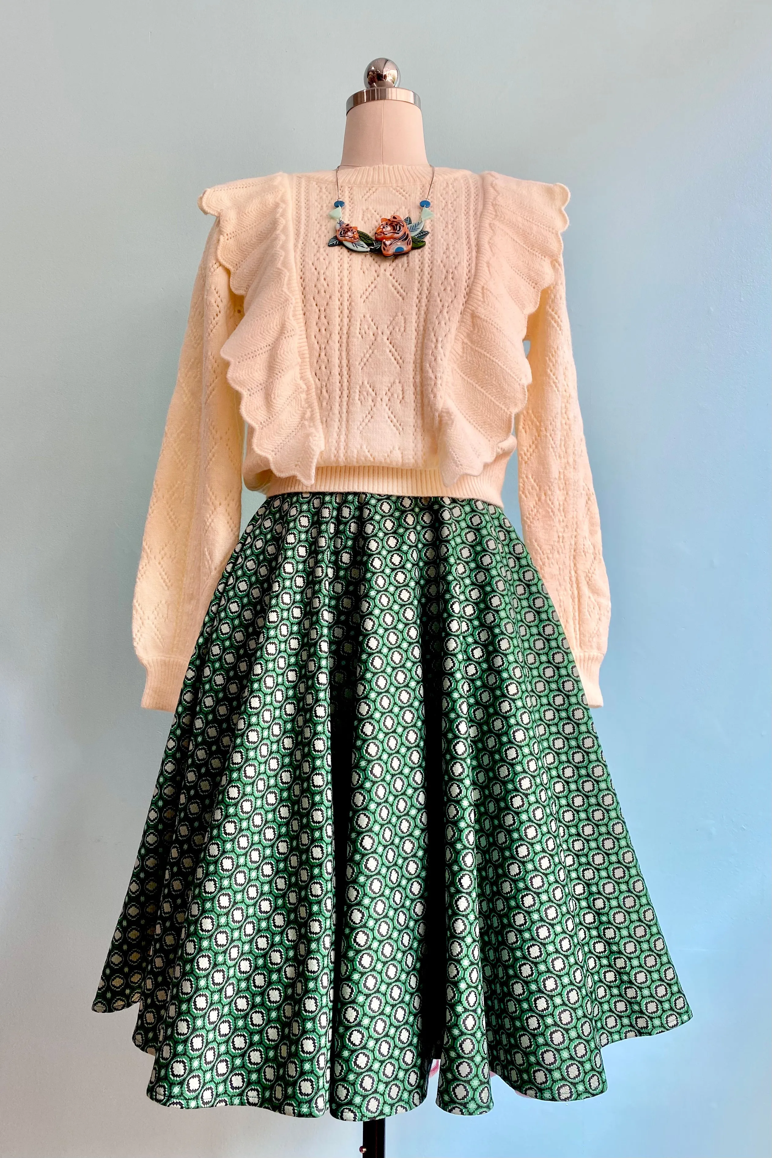 Green Dot Circle Skirt by Heart of Haute