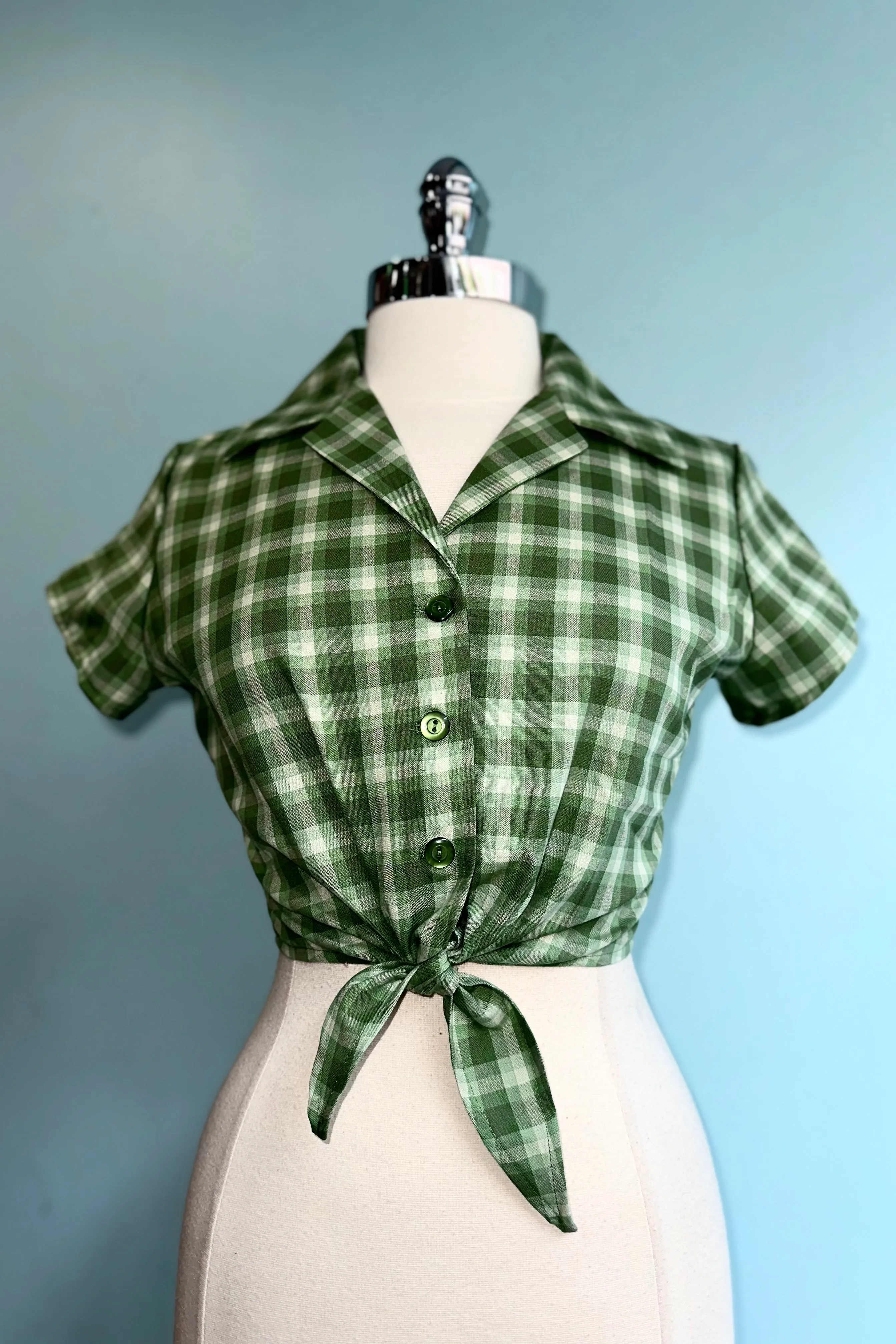 Green Plaid Ellie Tie Top by Heart of Haute