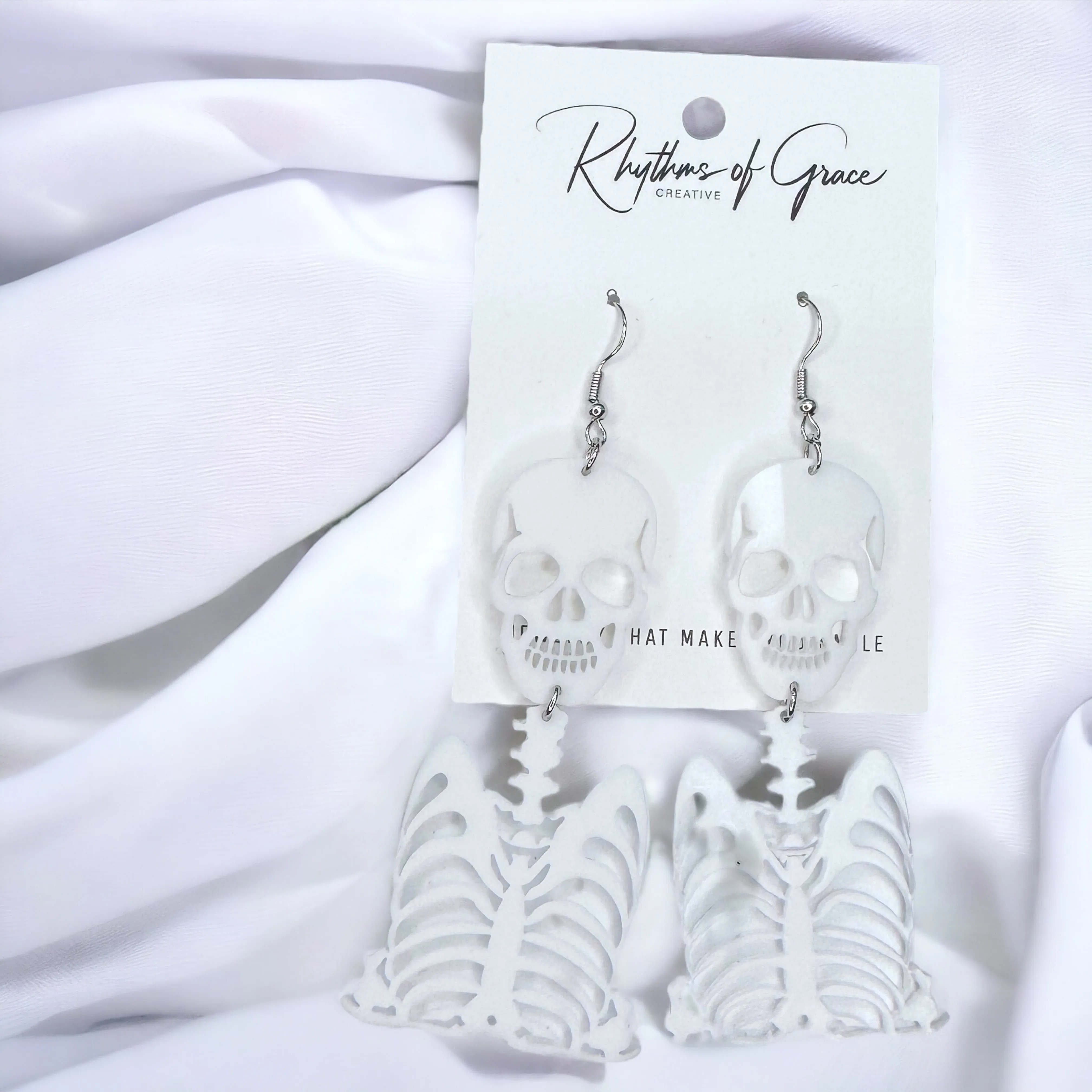 Halloween Spooktacular Style: White Dangle Skeleton Earrings!