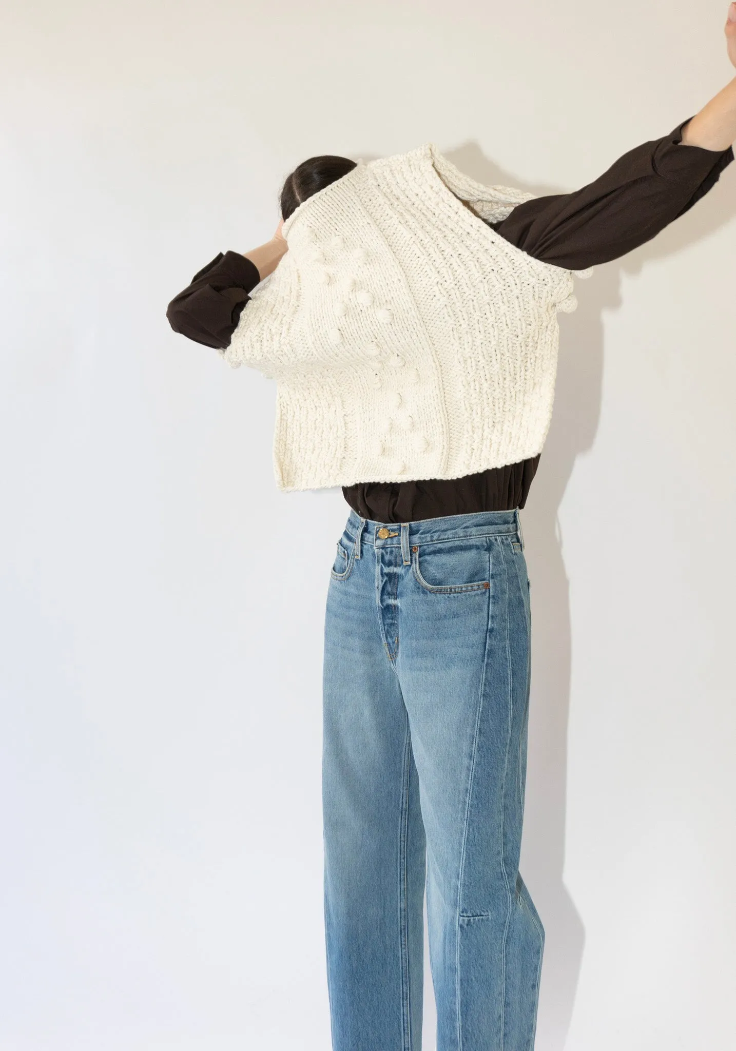 Hand Knit Gilet in Cream