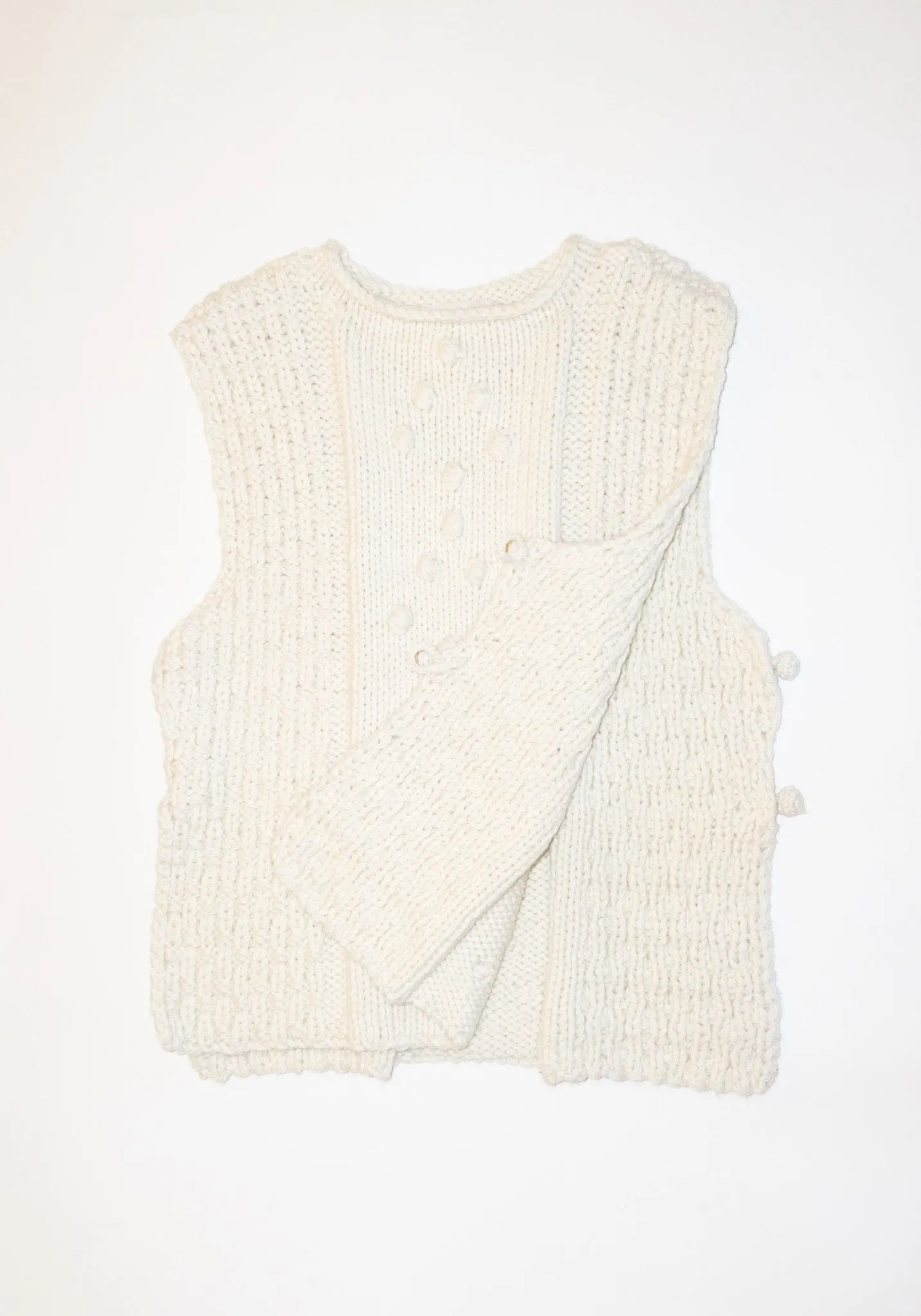 Hand Knit Gilet in Cream