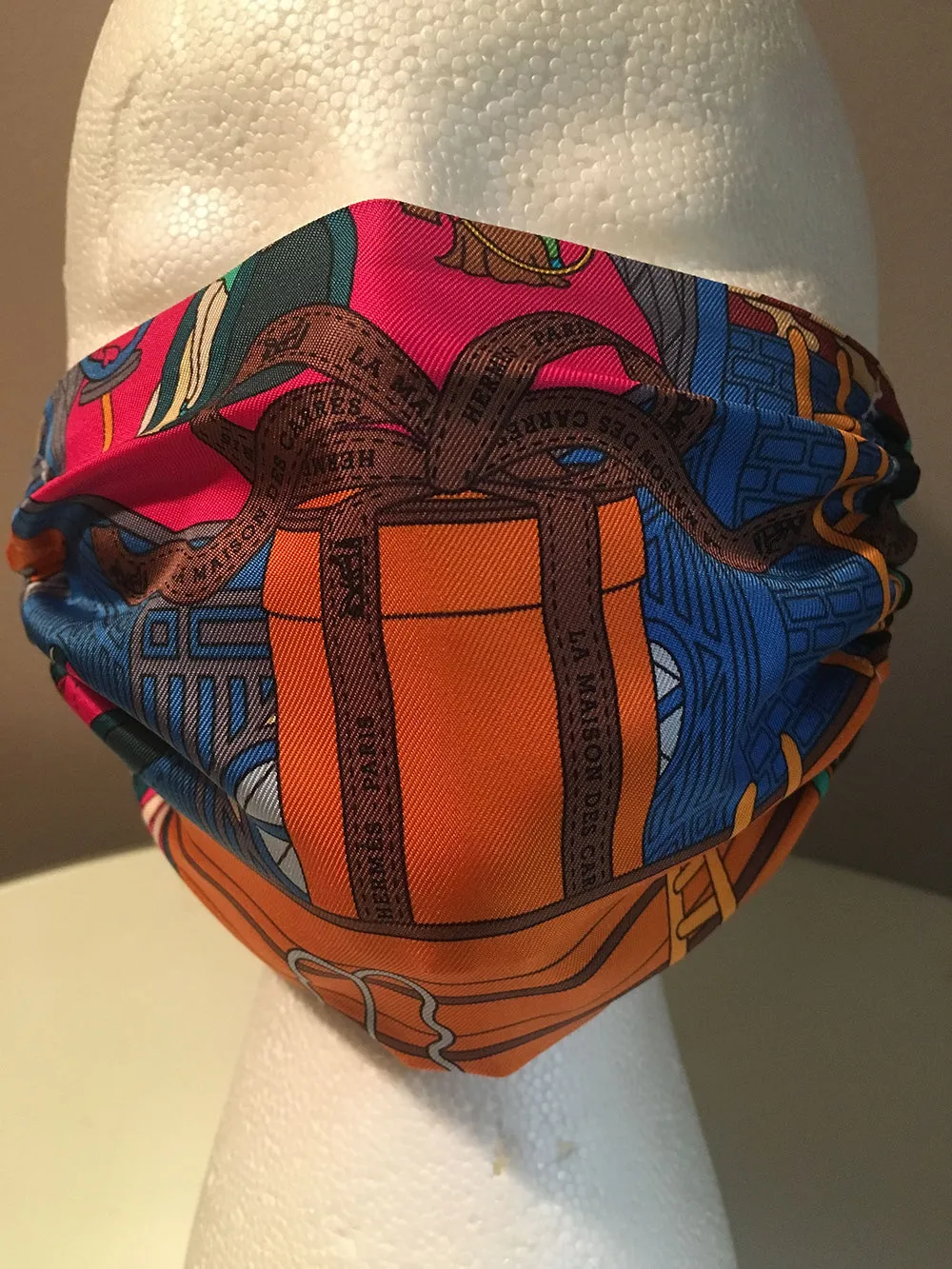 Handmade Hermes La Maison Des Carres Silk Scarf Face Mask