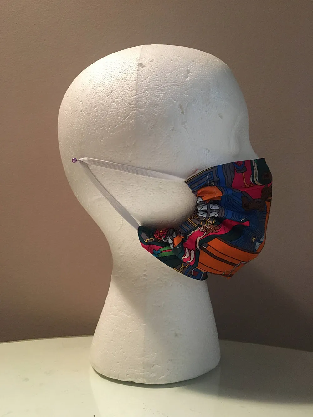 Handmade Hermes La Maison Des Carres Silk Scarf Face Mask