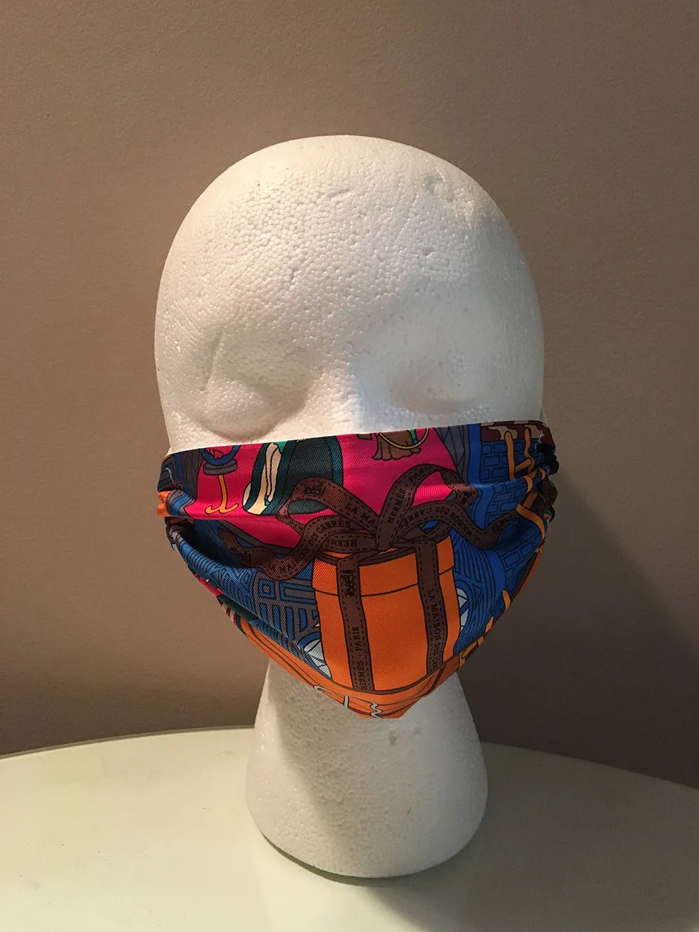 Handmade Hermes La Maison Des Carres Silk Scarf Face Mask