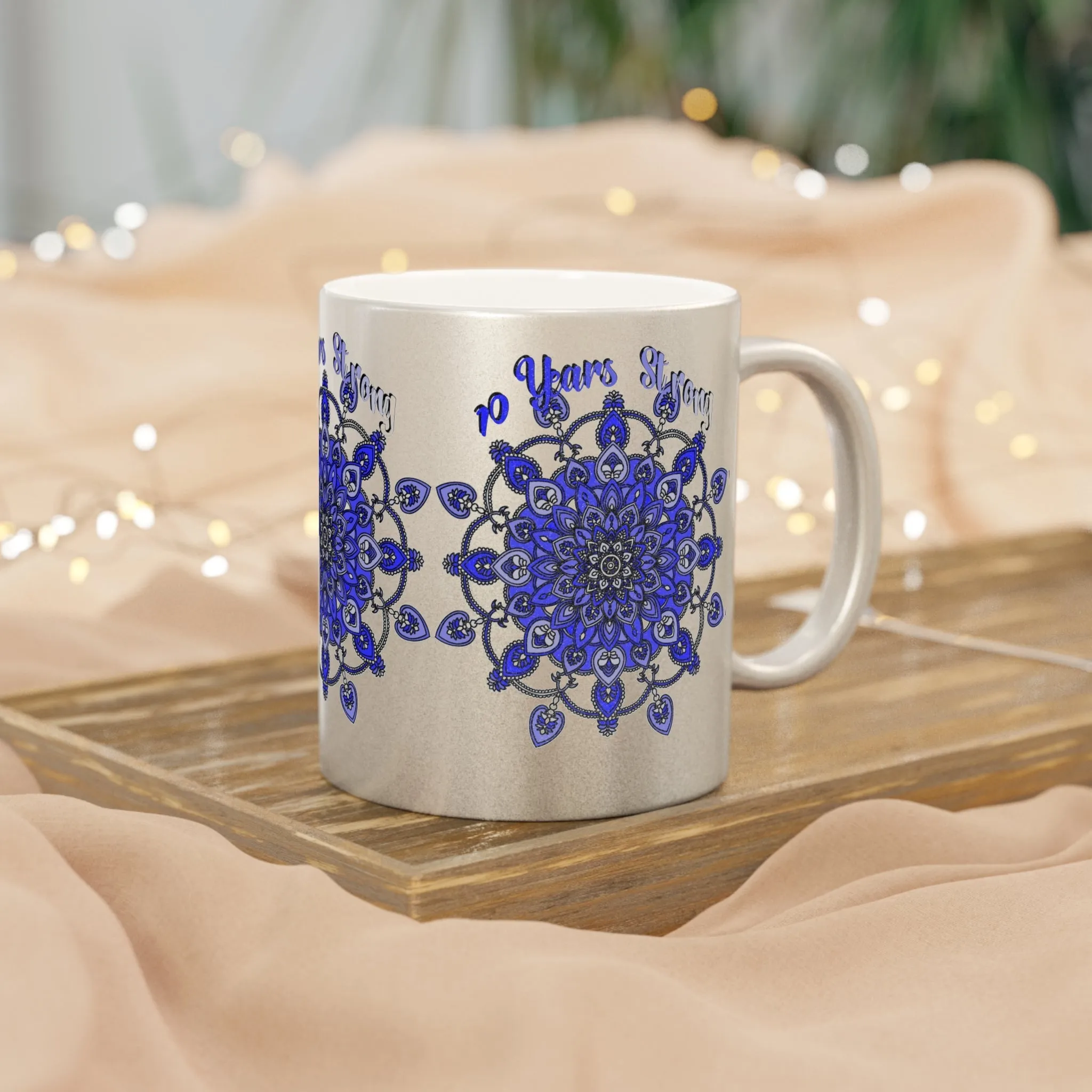 Handmade Mandala Metallic Mug - 10th Anniversary Design