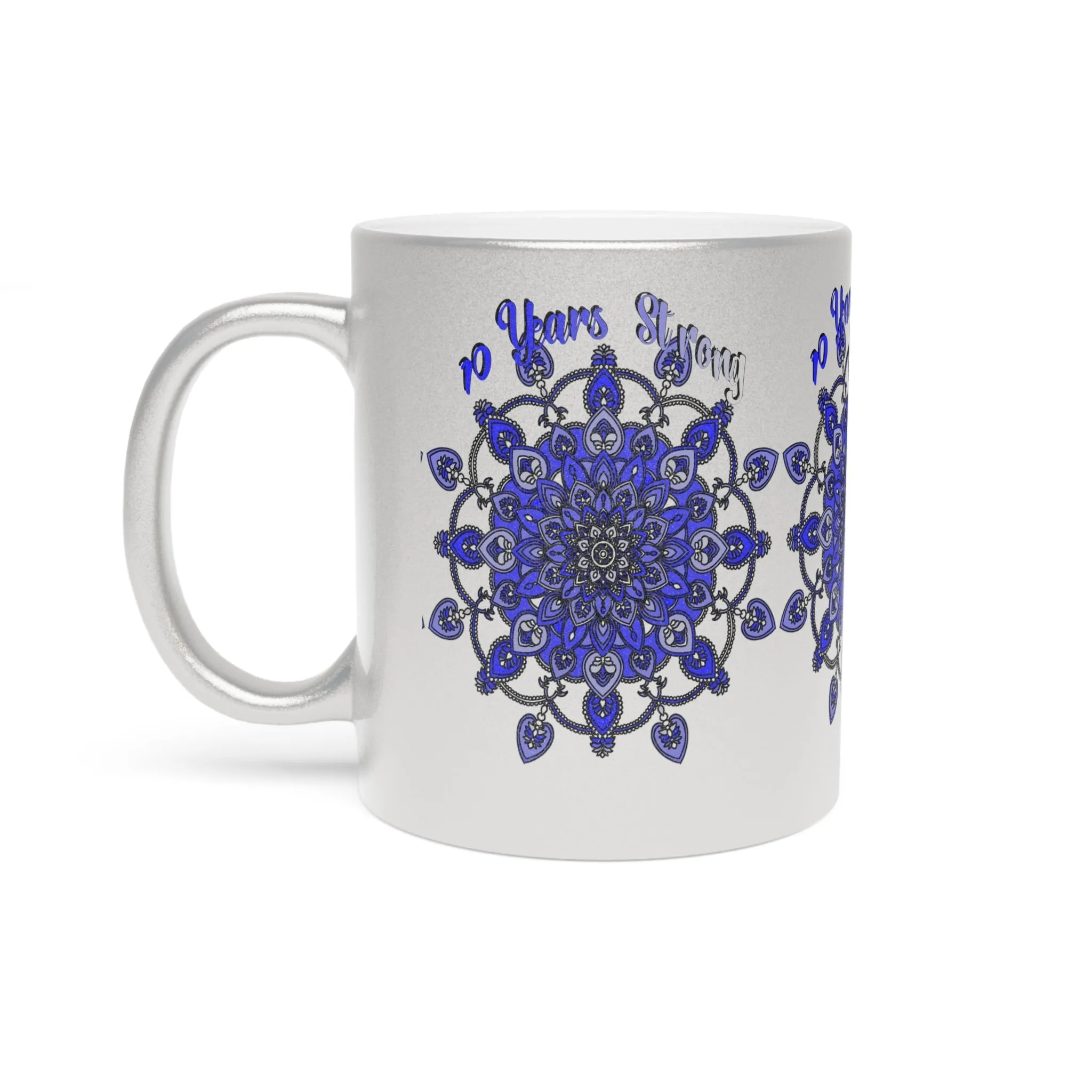 Handmade Mandala Metallic Mug - 10th Anniversary Design