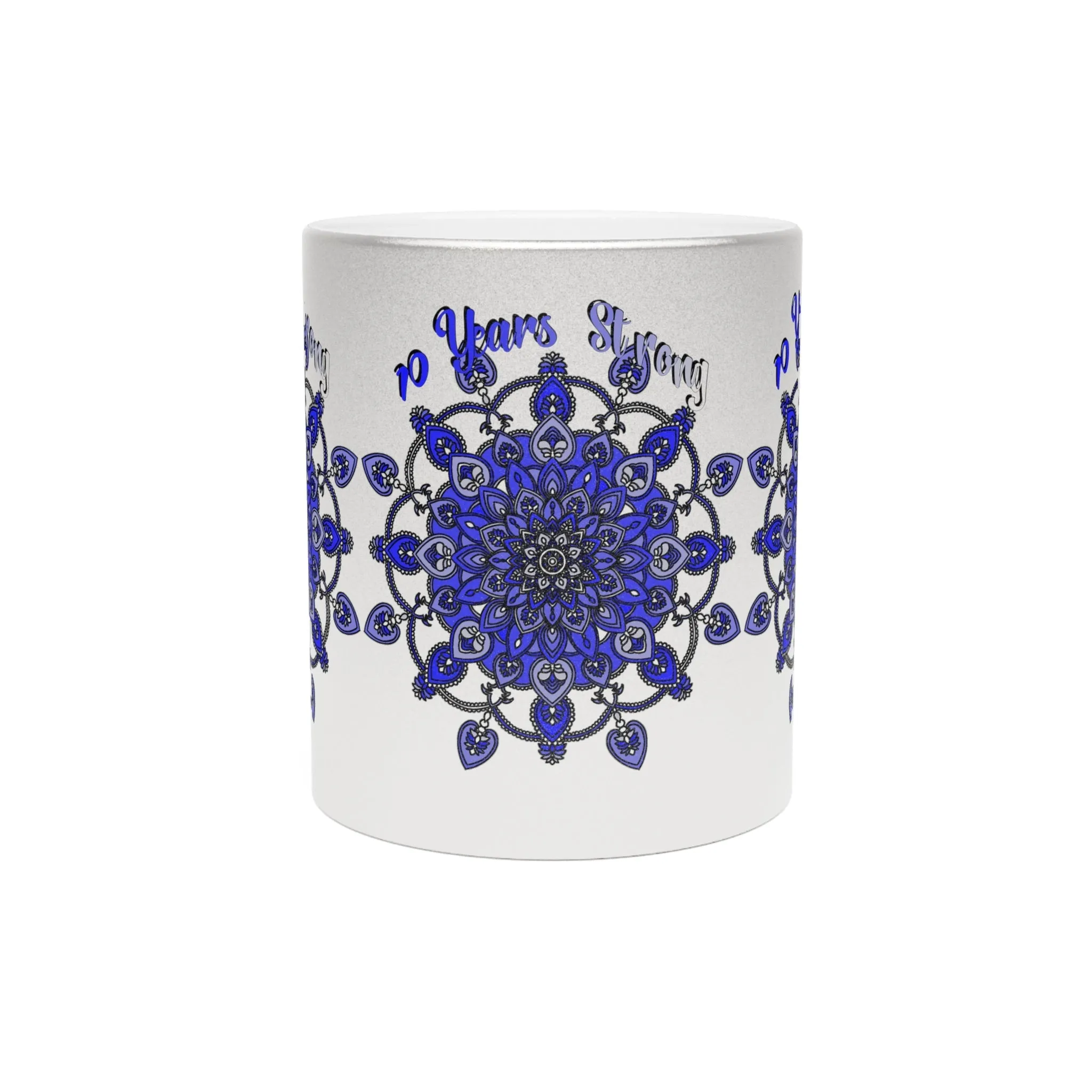 Handmade Mandala Metallic Mug - 10th Anniversary Design