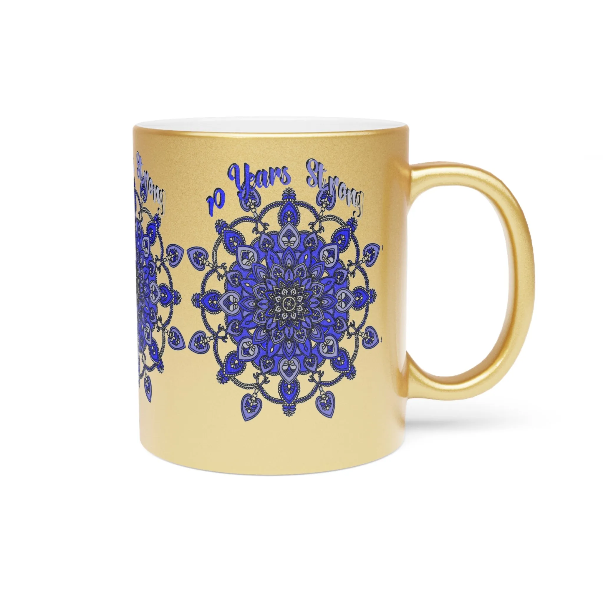 Handmade Mandala Metallic Mug - 10th Anniversary Design