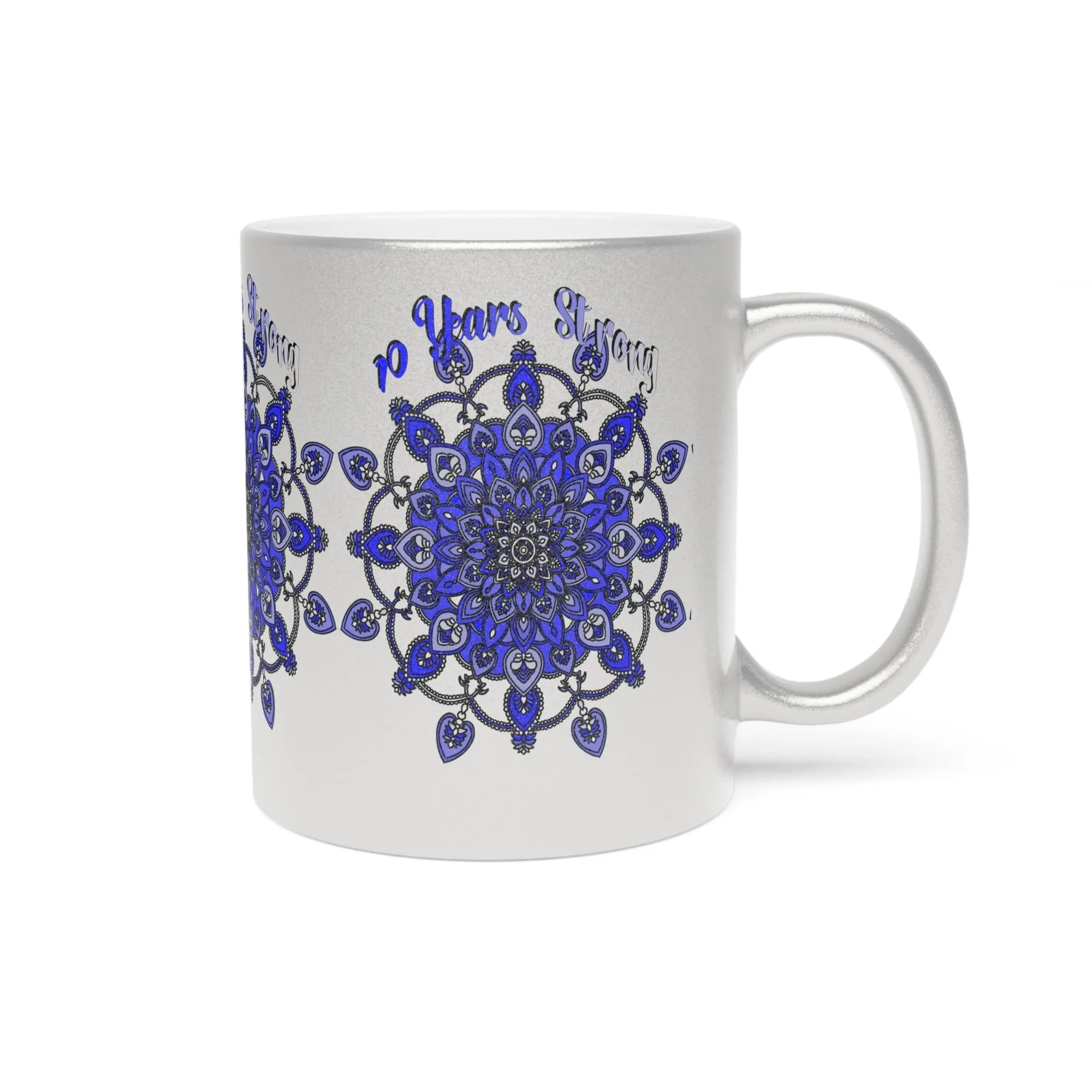 Handmade Mandala Metallic Mug - 10th Anniversary Design