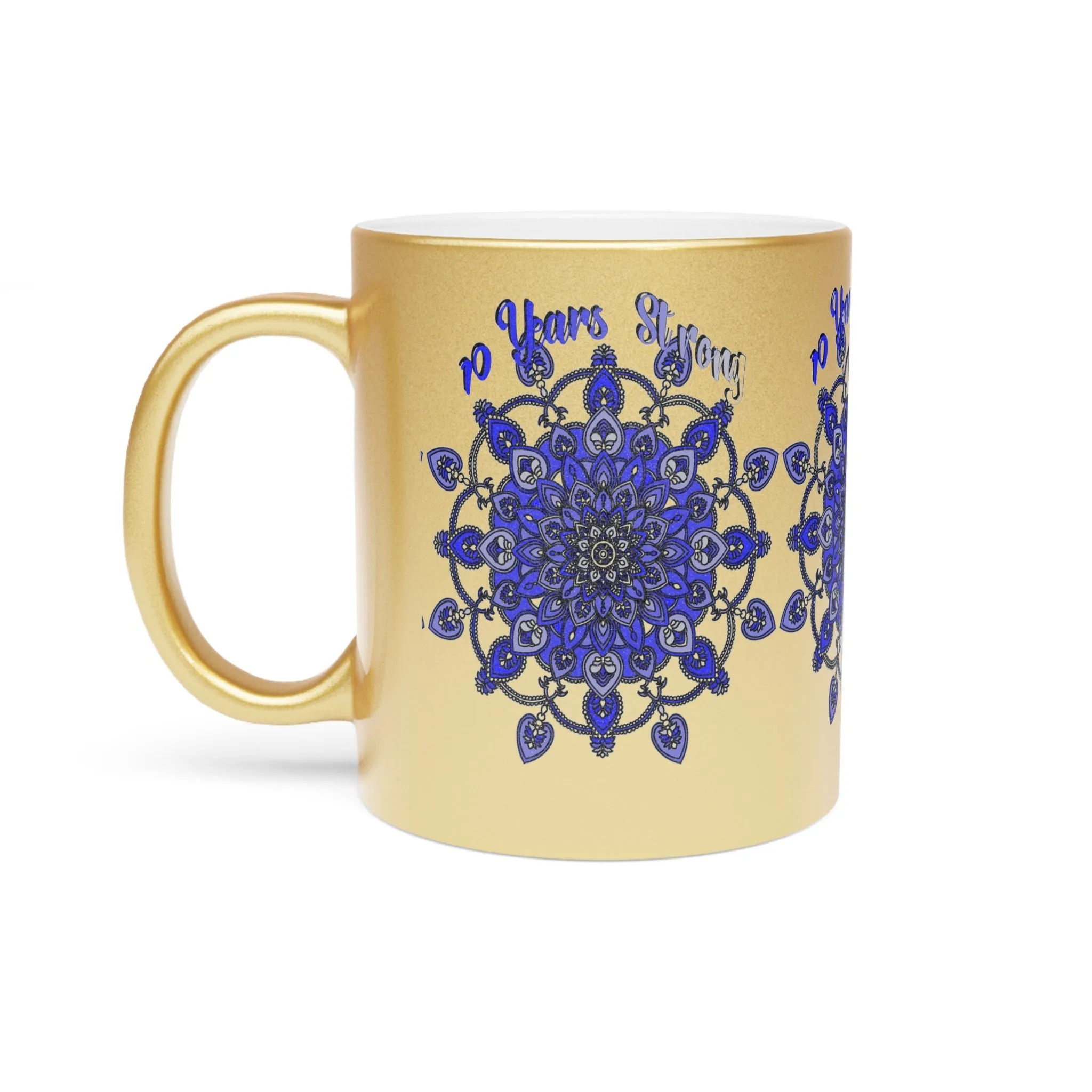 Handmade Mandala Metallic Mug - 10th Anniversary Design