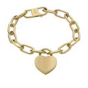 Harlow Linear Texture Heart Gold-Tone Stainless Steel Station Bracelet