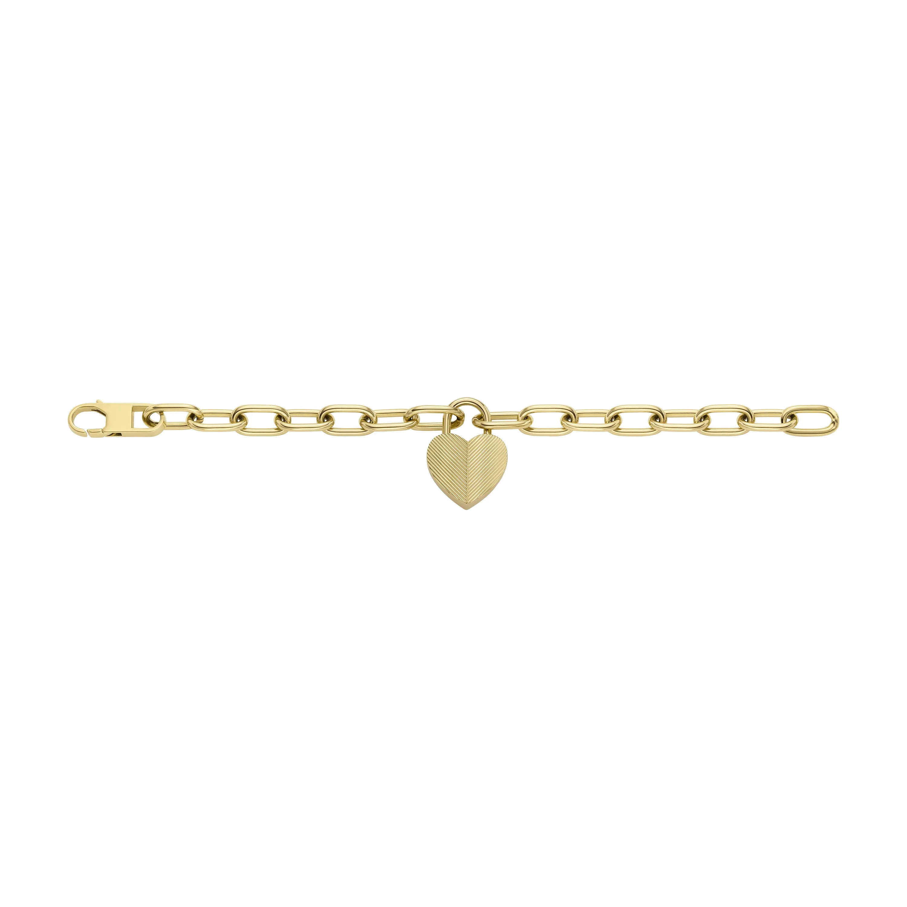 Harlow Linear Texture Heart Gold-Tone Stainless Steel Station Bracelet