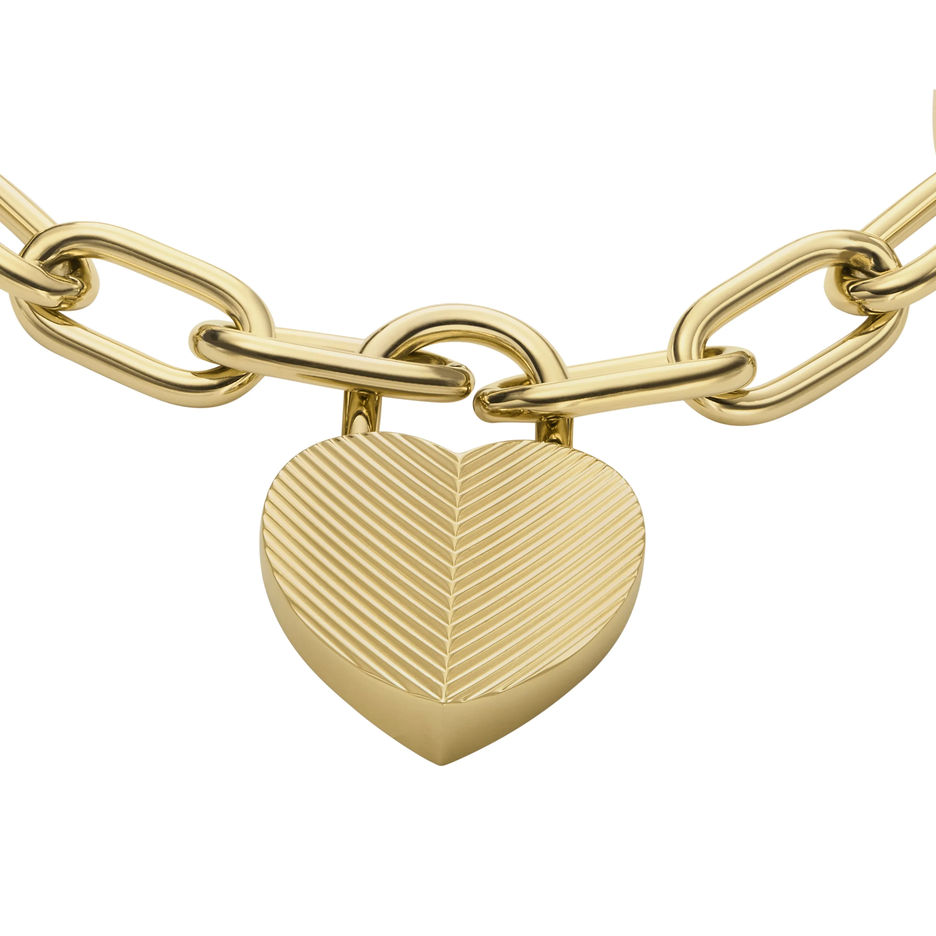 Harlow Linear Texture Heart Gold-Tone Stainless Steel Station Bracelet