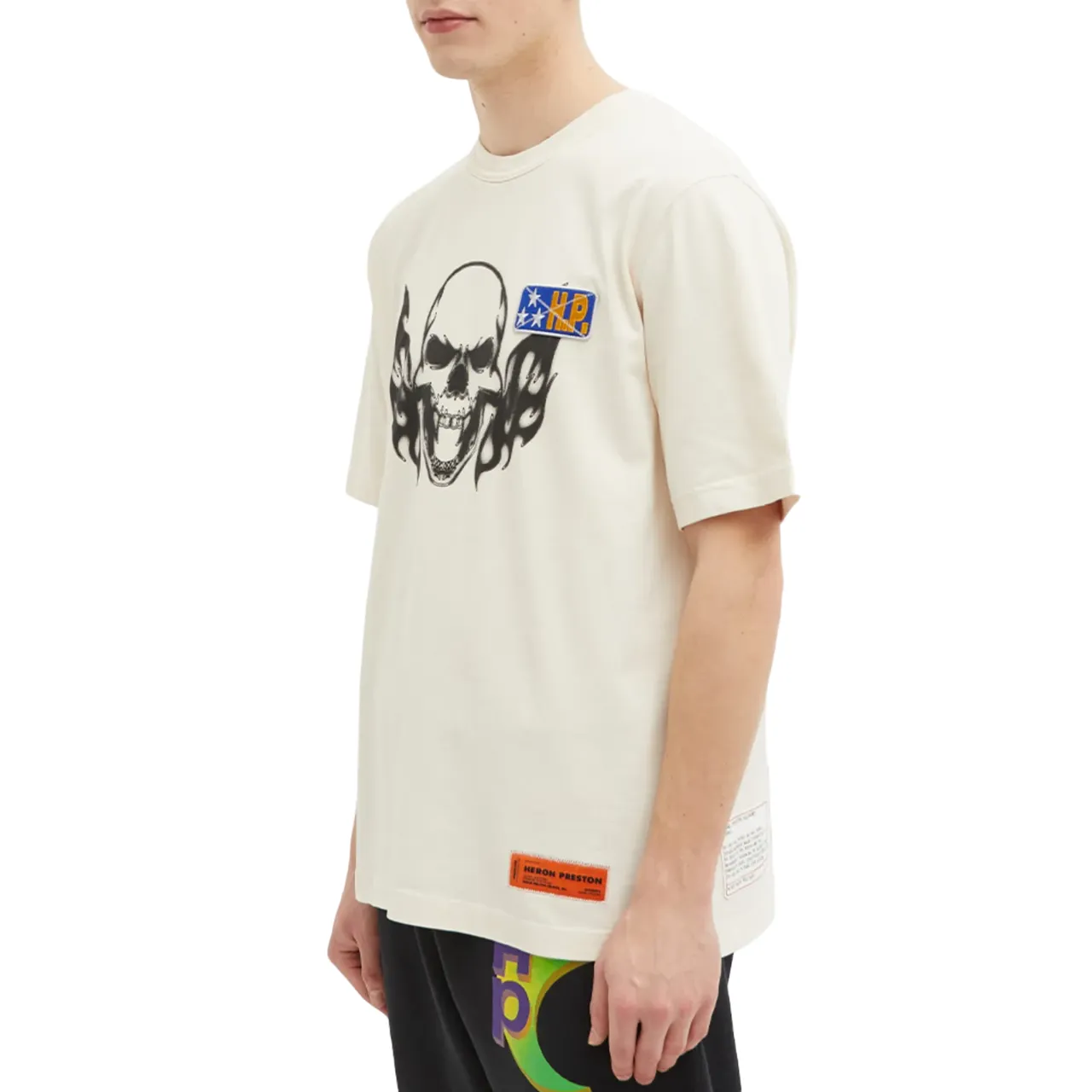 Heron Preston Flaming Skull T-Shirt Off White