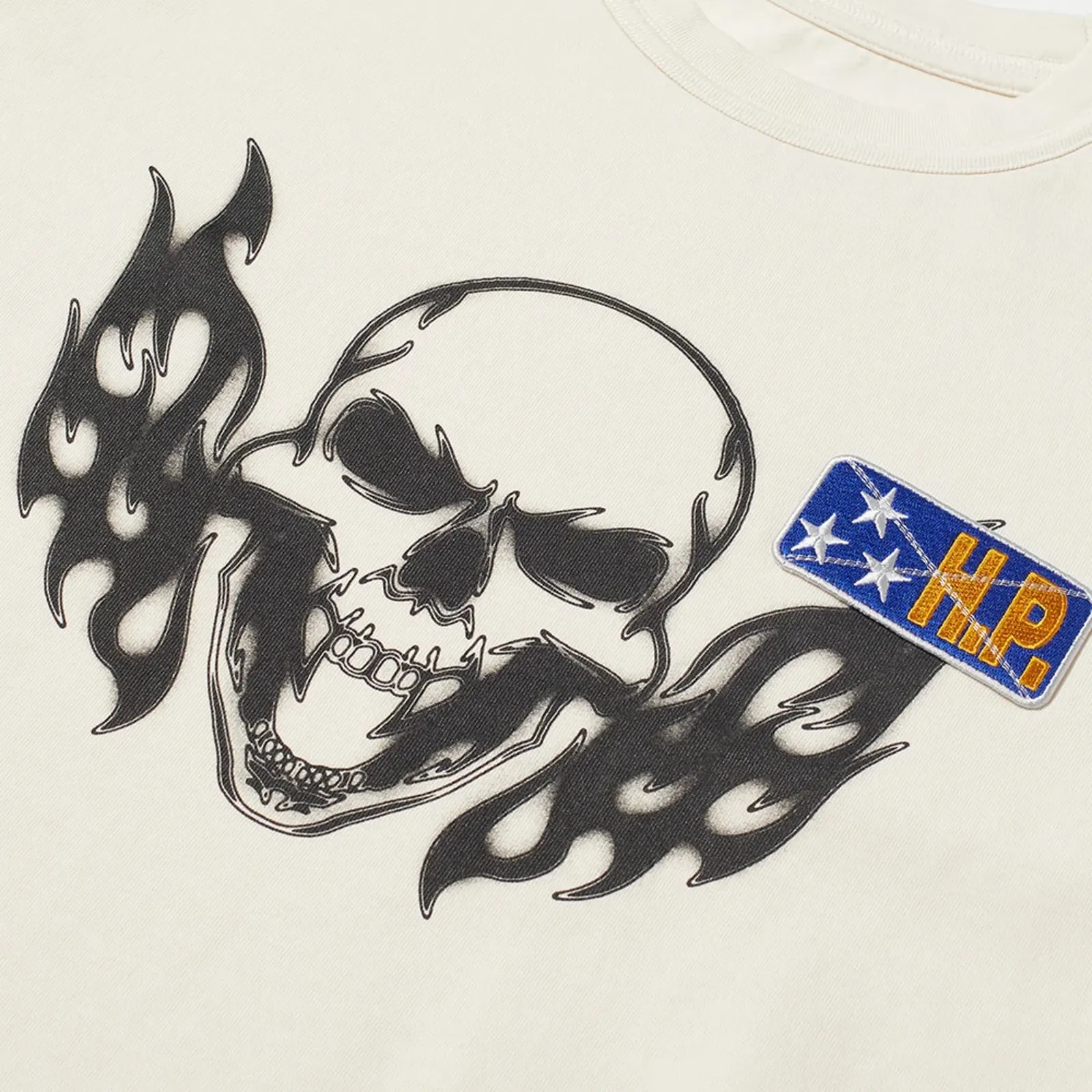 Heron Preston Flaming Skull T-Shirt Off White