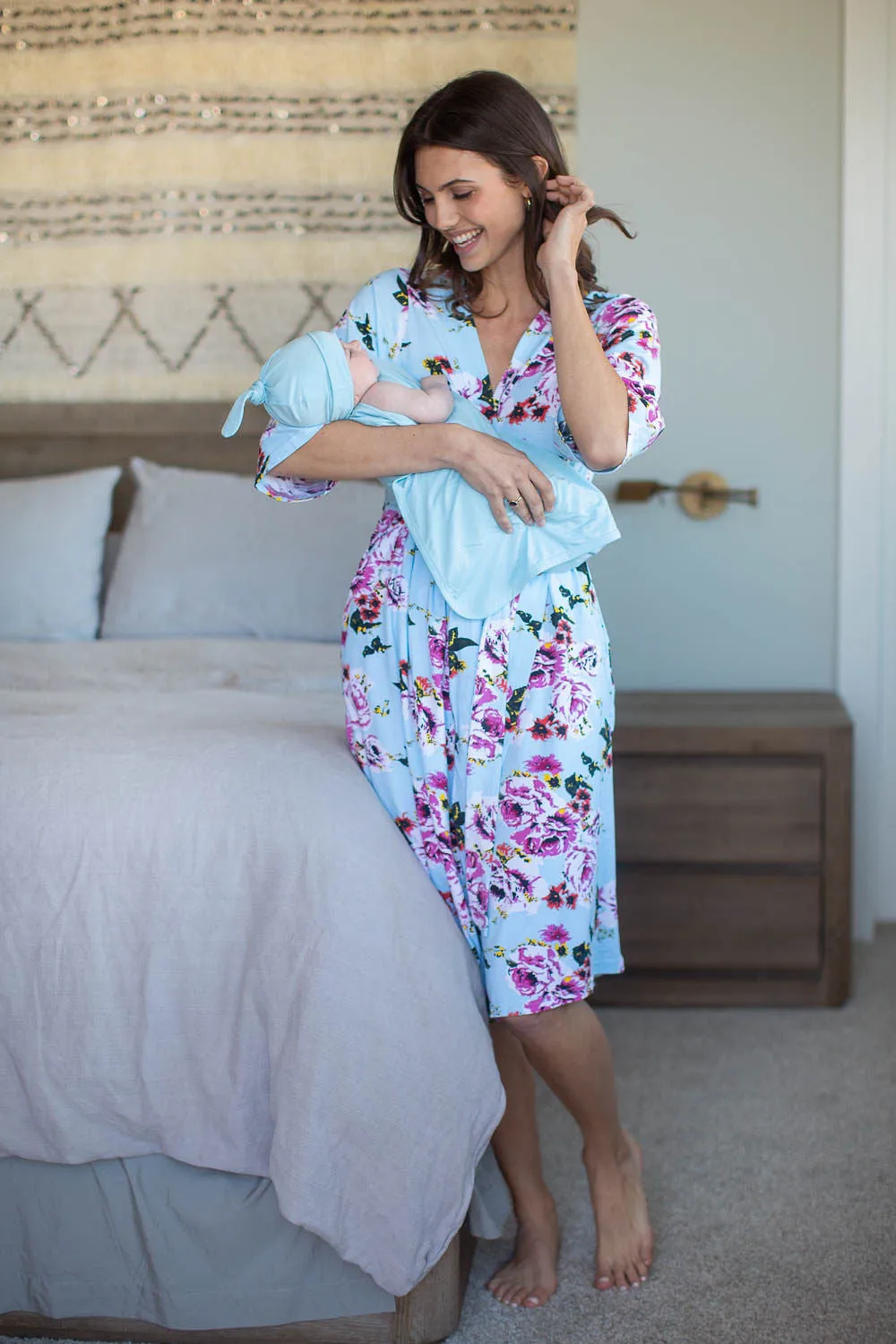 Isla Robe & Light Blue Swaddle Blanket Set