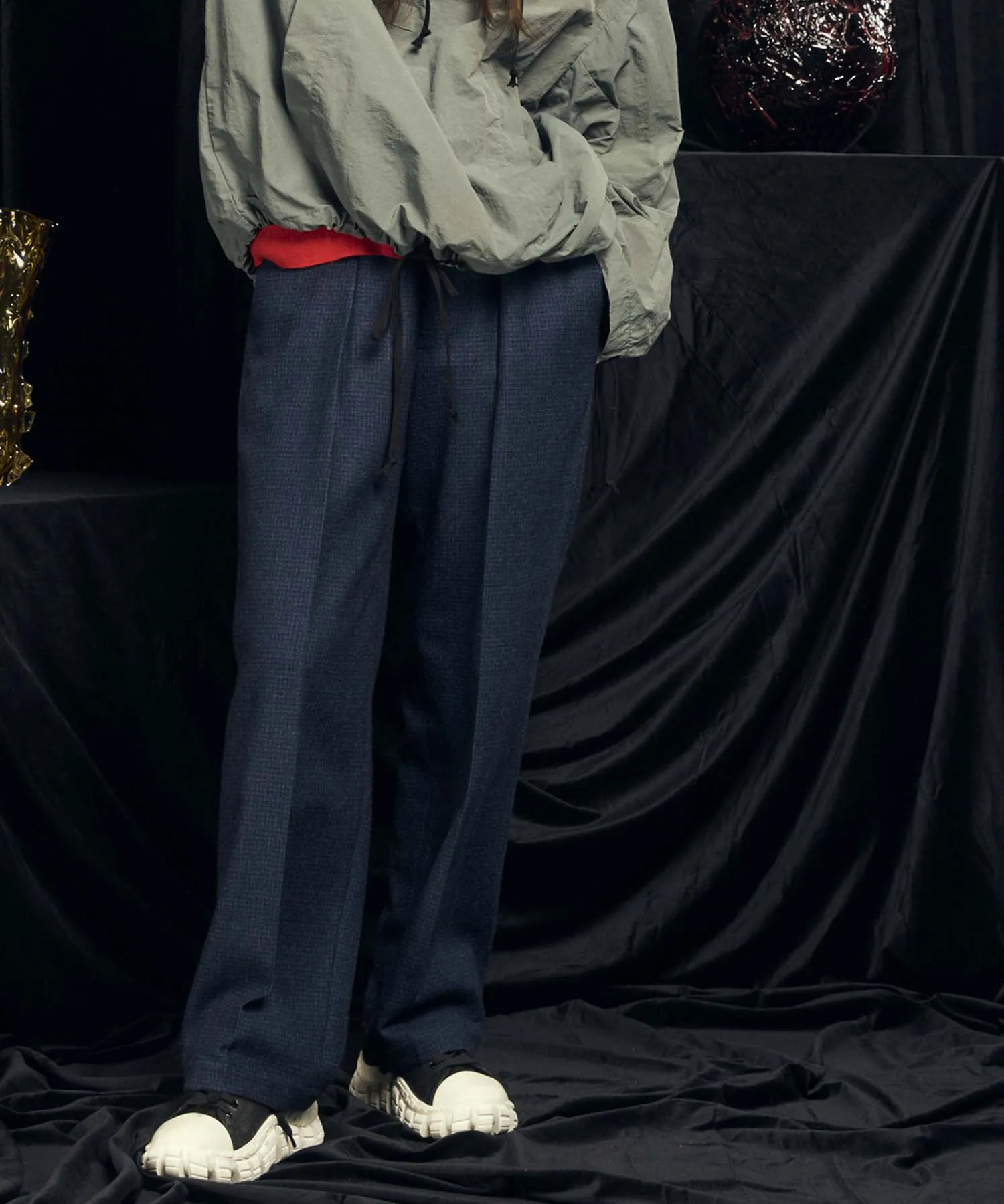 【Italian Dead Stock Fabric】One-Tuck Wide Pants